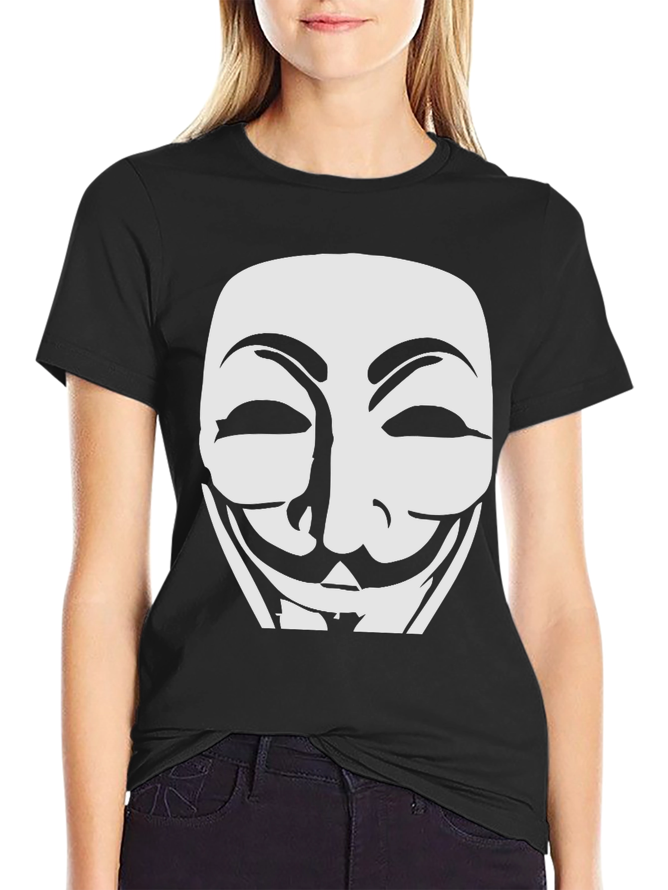 Anonymous Mask Graphic Black T-Shirt