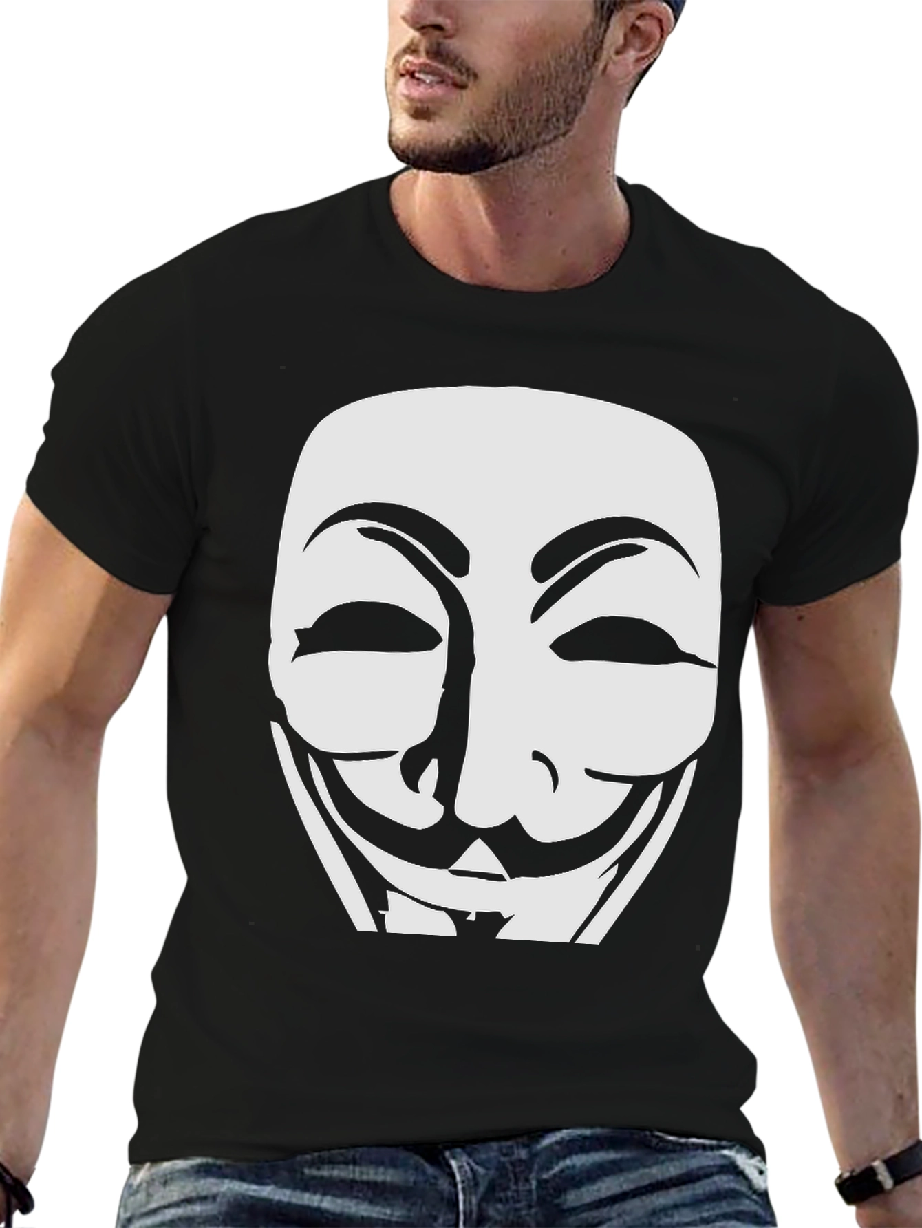 Anonymous Mask Graphic Black T-Shirt