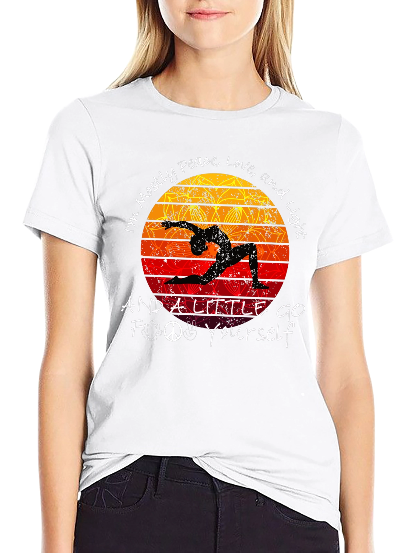 Peace Love Light T-Shirt Yoga Silhouette Graphic Tee