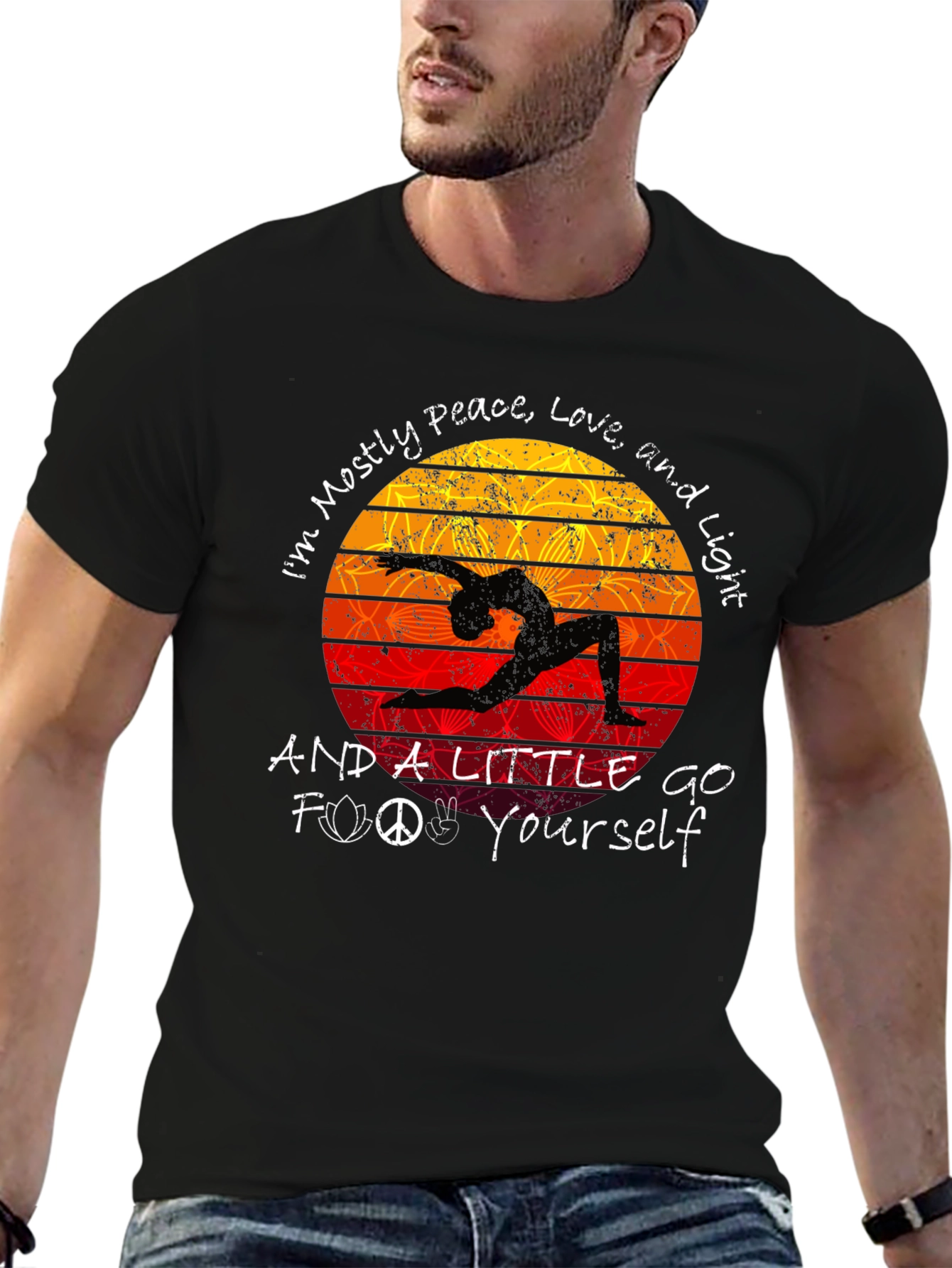 Peace Love Light T-Shirt Yoga Silhouette Graphic Tee