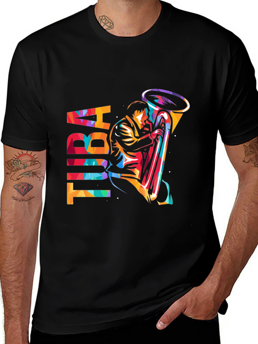 Colorful Tuba Player Graphic T-Shirt