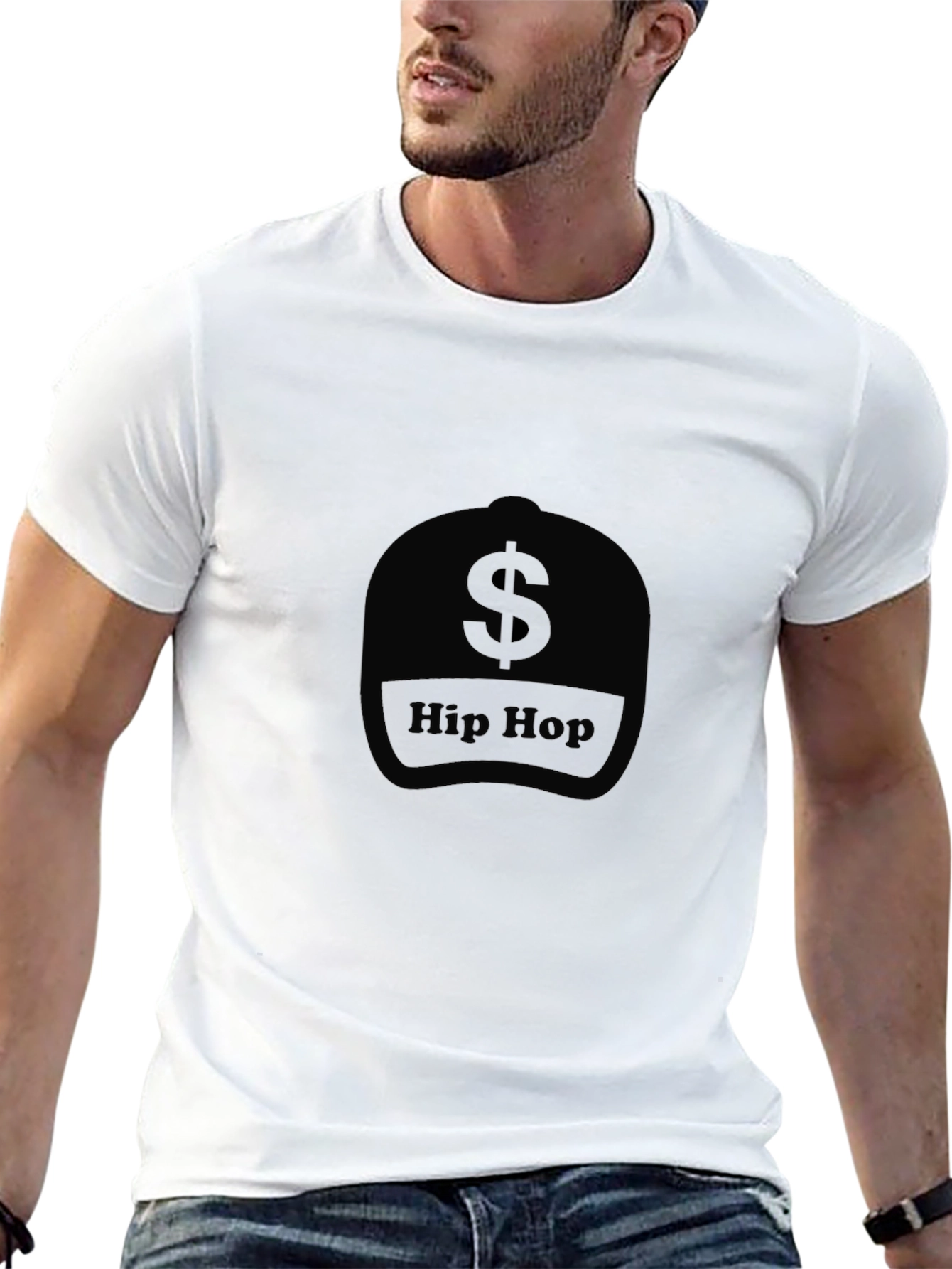 Hip Hop Dollar Sign Graphic Tee - Black