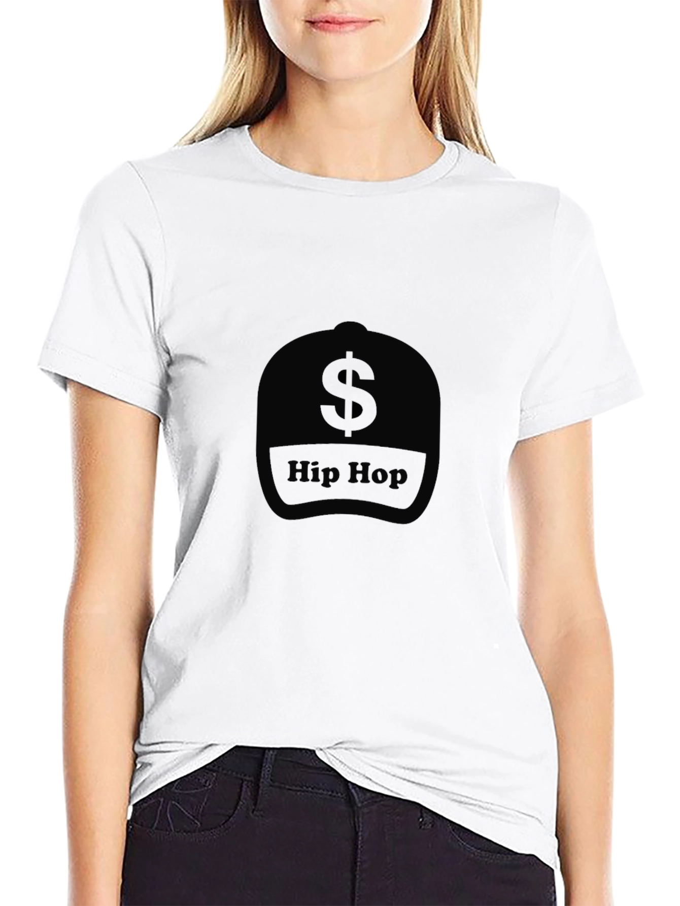 Hip Hop Dollar Sign Graphic Tee - Black