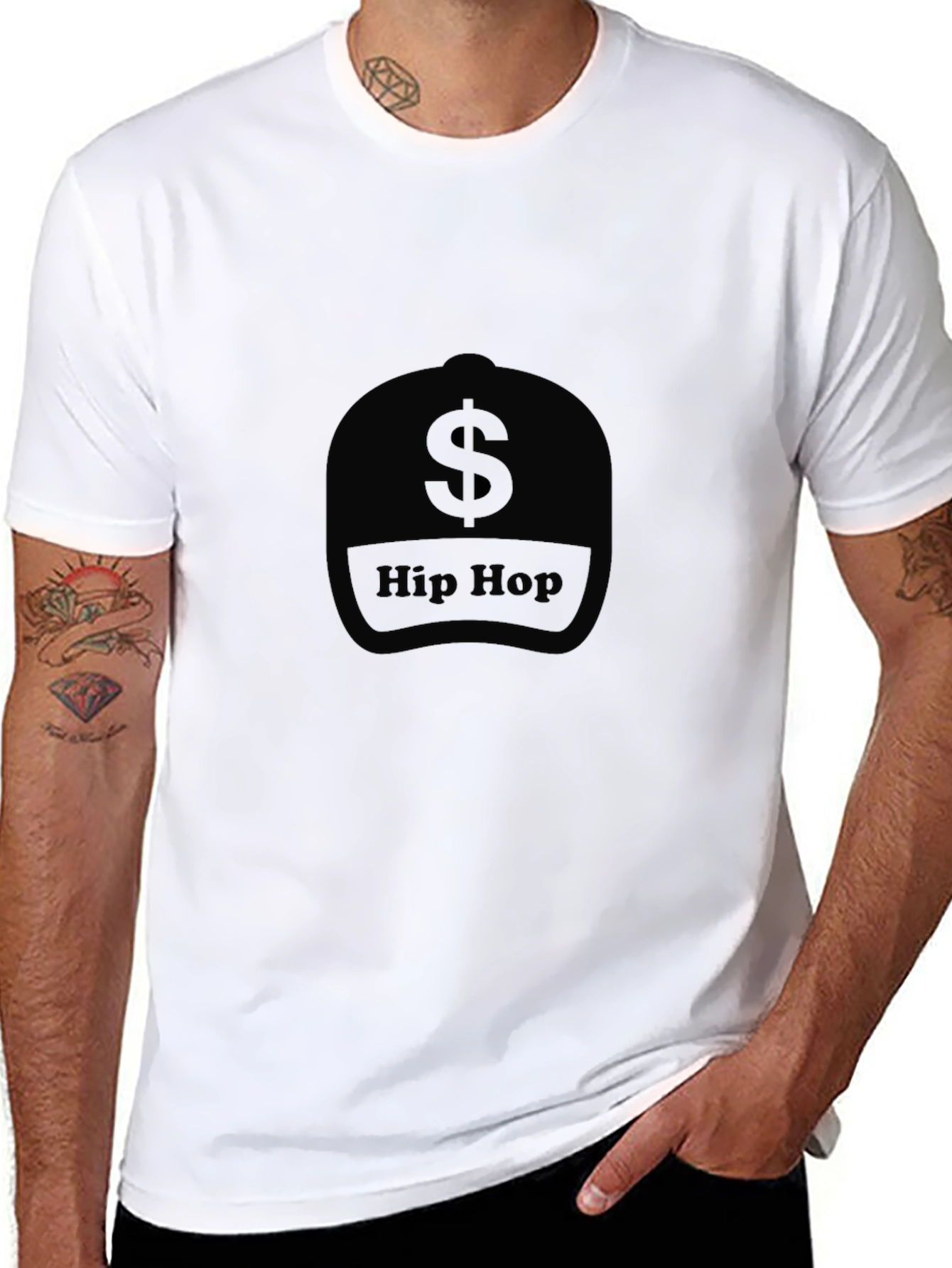 Hip Hop Dollar Sign Graphic Tee - Black