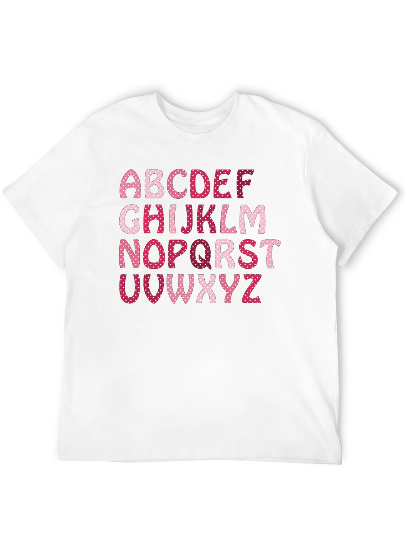 Alphabet Letter Heart Pattern Black T-Shirt