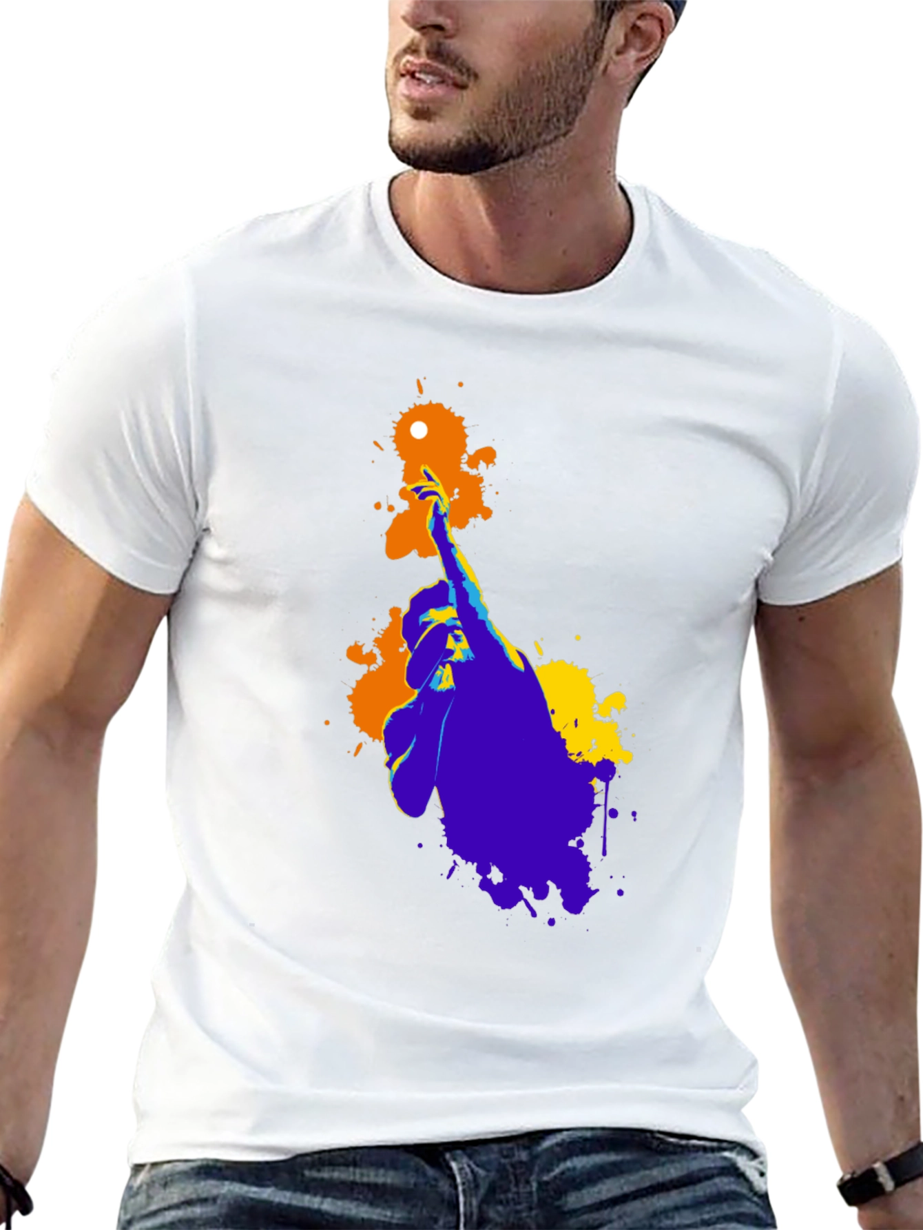 Abstract Hand Graphic Print Black T-Shirt