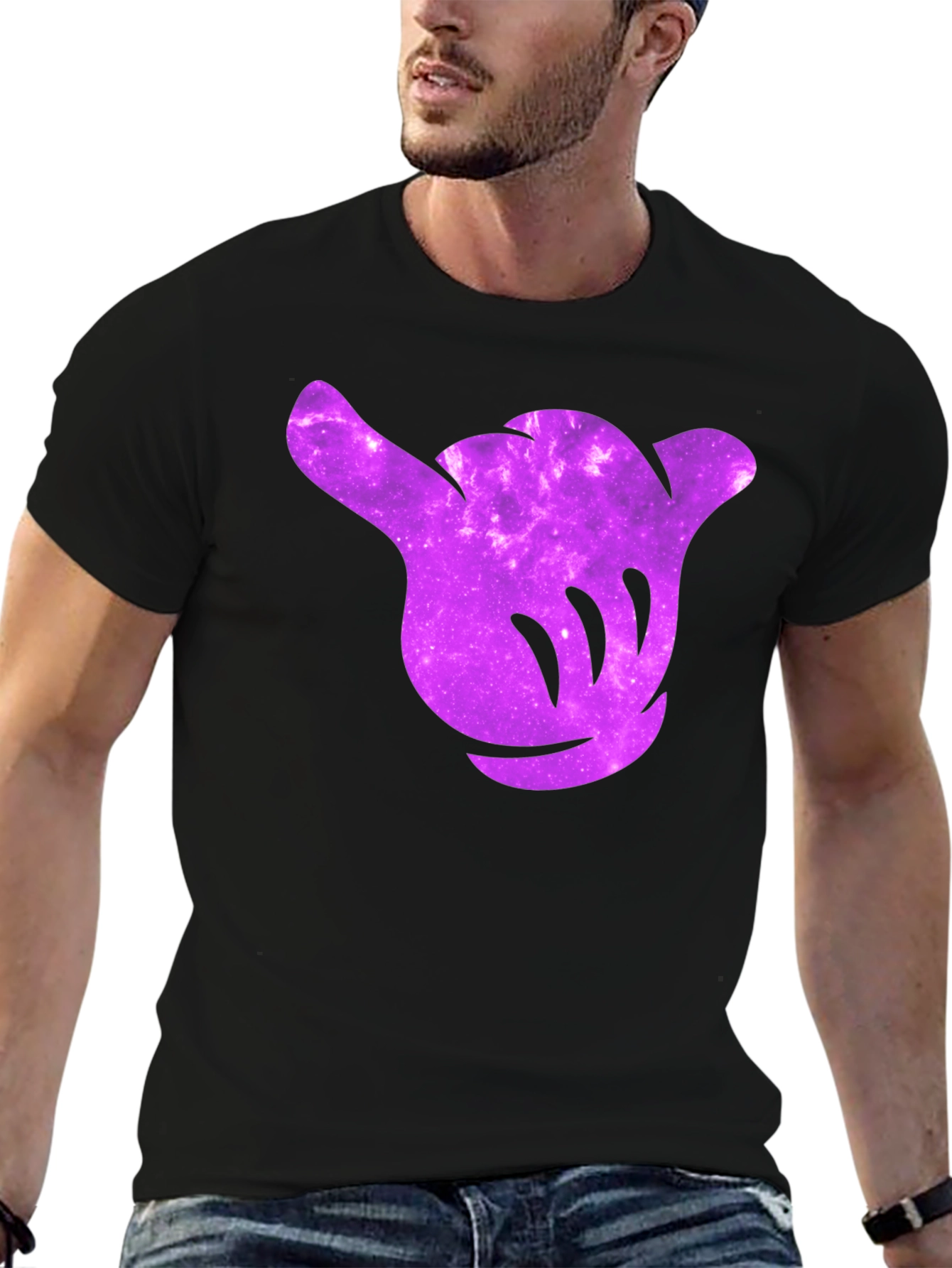 Cosmic Shaka Hand Graphic Tee - Black