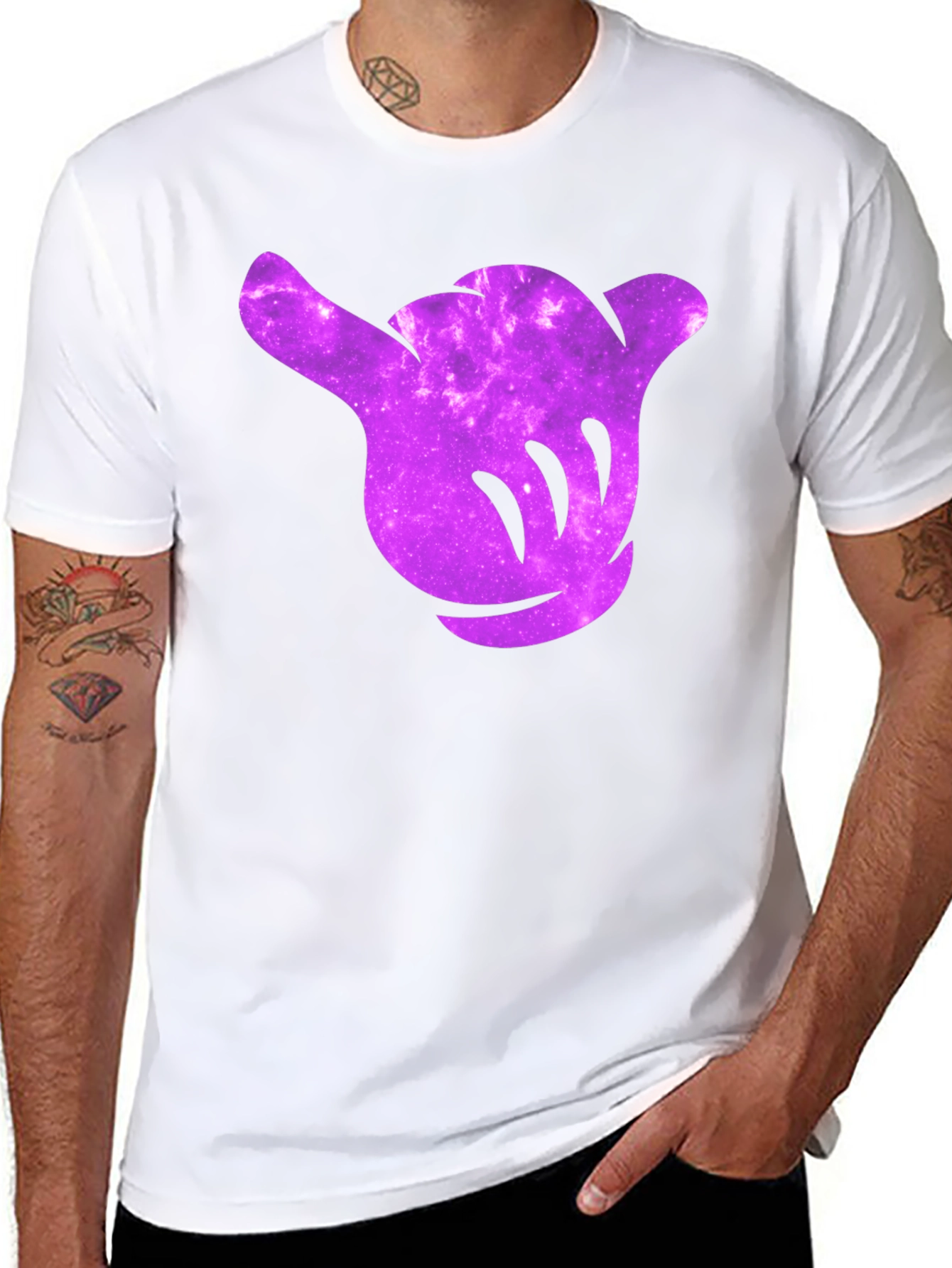 Cosmic Shaka Hand Graphic Tee - Black