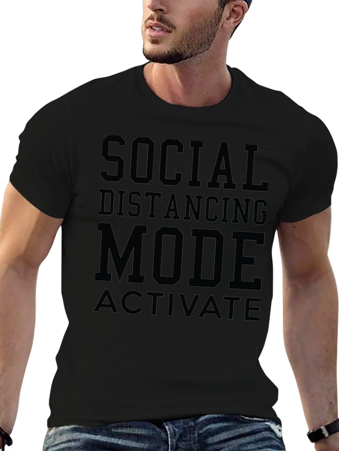 Social Distancing Mode T-Shirt - Black Graphic Tee