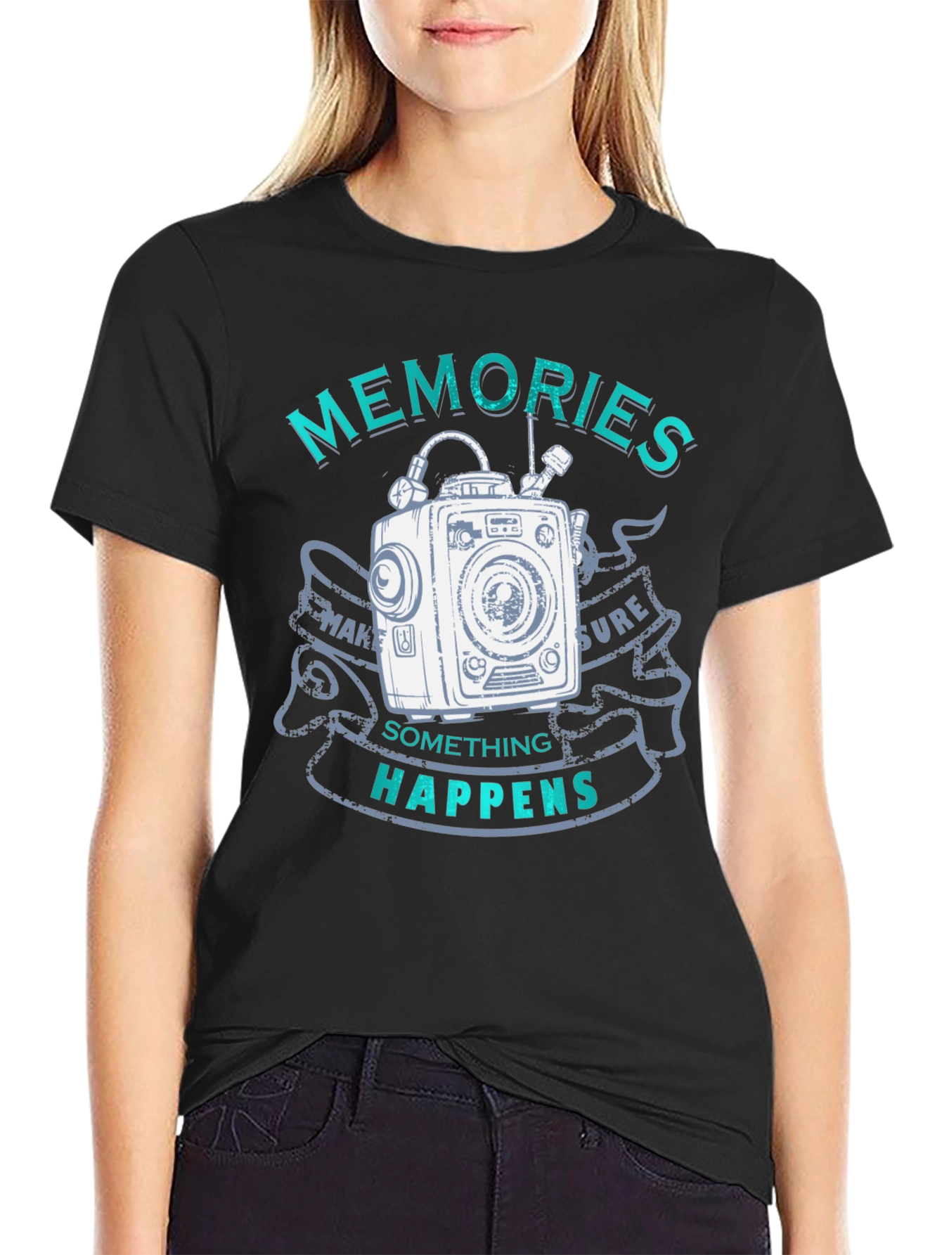 Memories Happen Graphic T-Shirt - Unique Camera Design