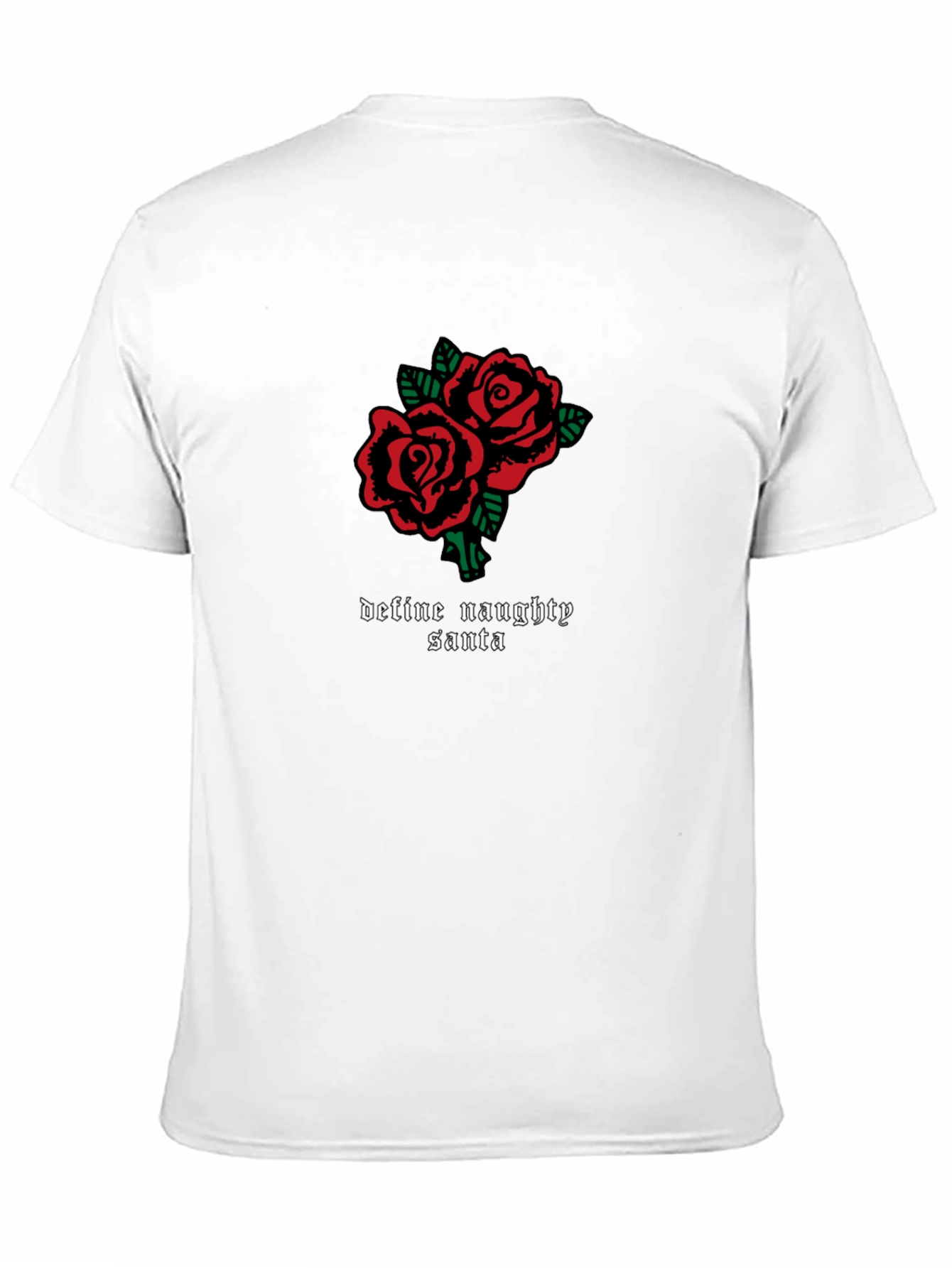 Naughty Santa Roses Graphic Tee - Black Cotton
