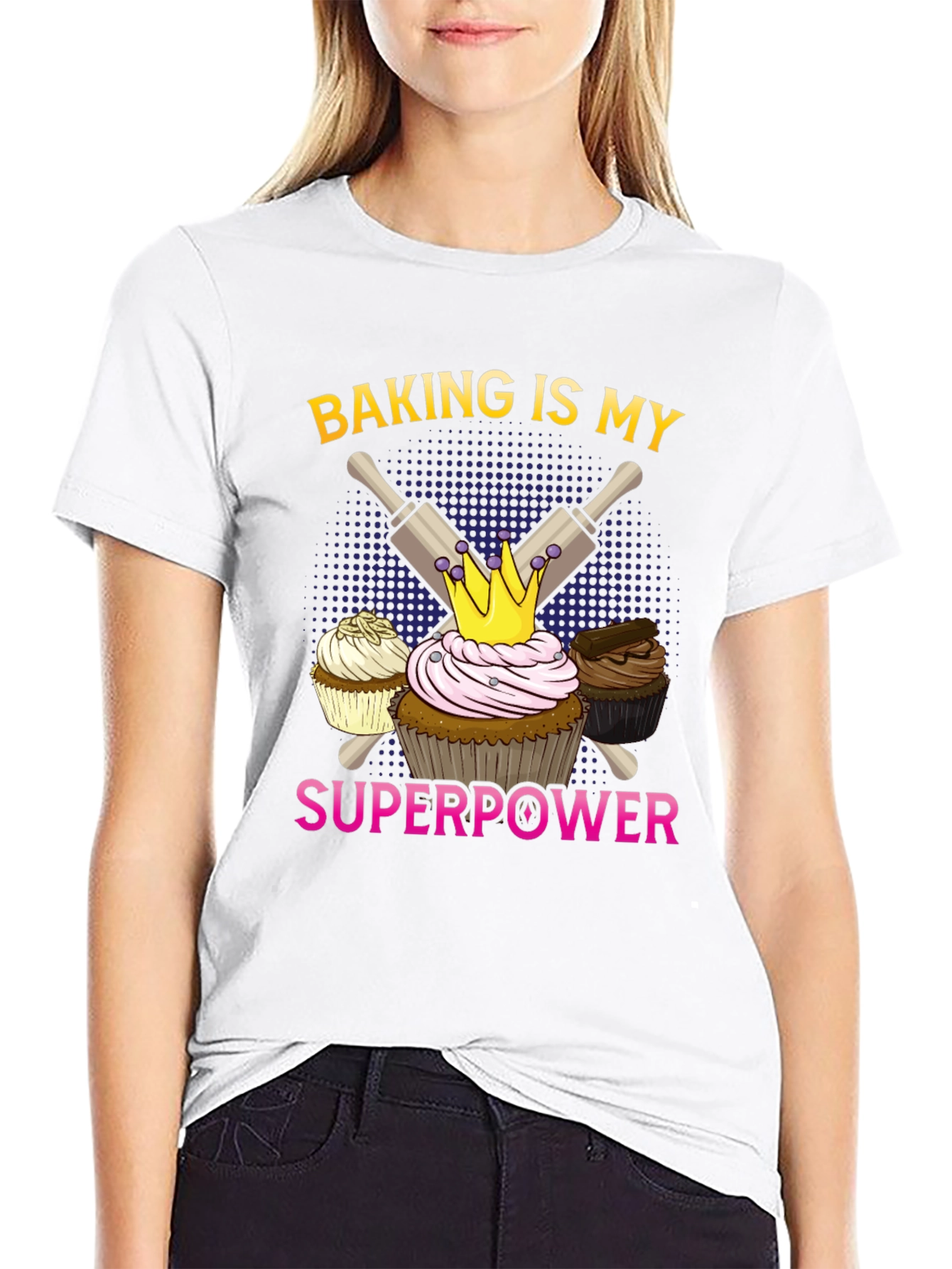 Baking is My Superpower T-Shirt Cupcake Design