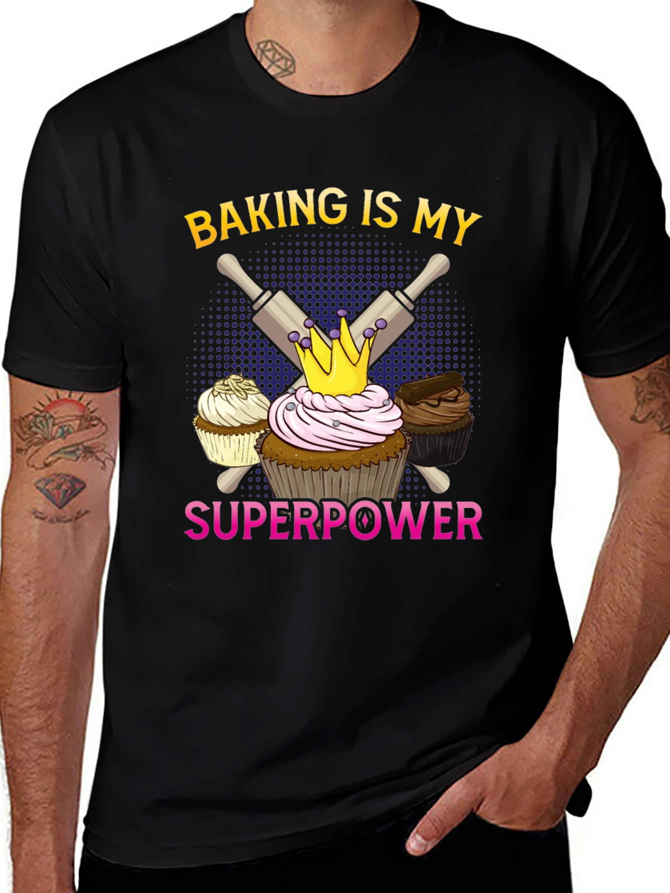 Baking is My Superpower T-Shirt Cupcake Design
