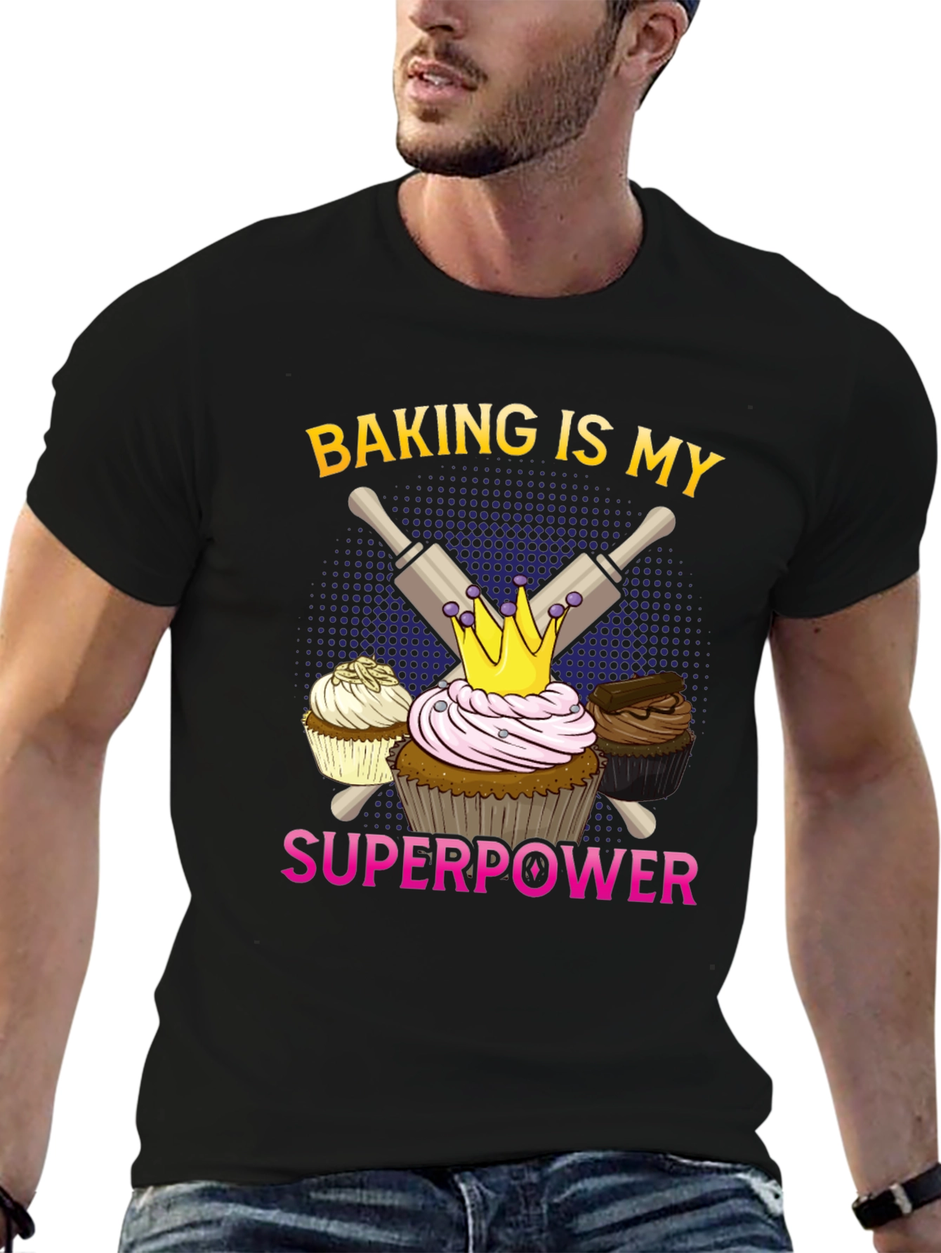 Baking is My Superpower T-Shirt Cupcake Design