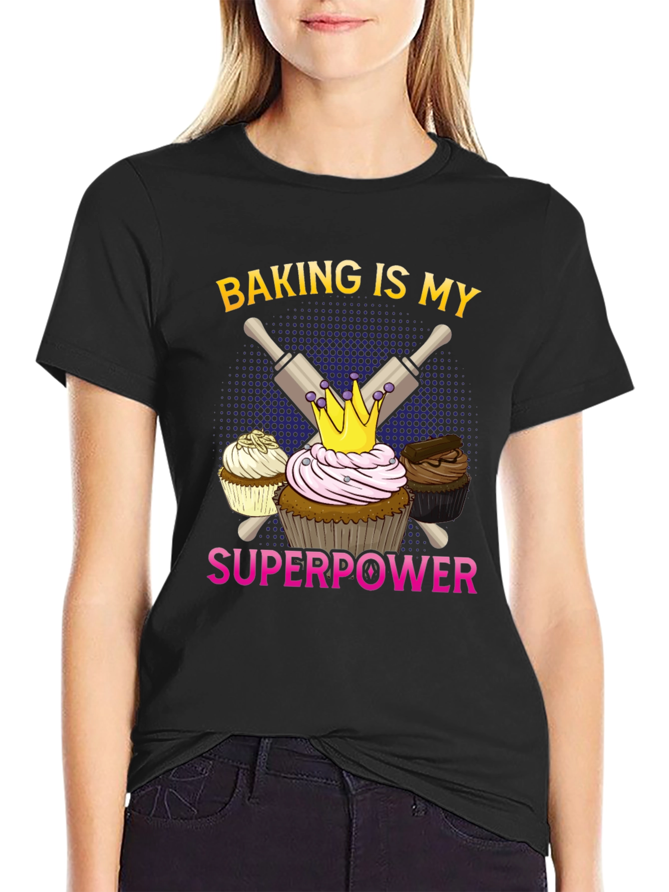 Baking is My Superpower T-Shirt Cupcake Design