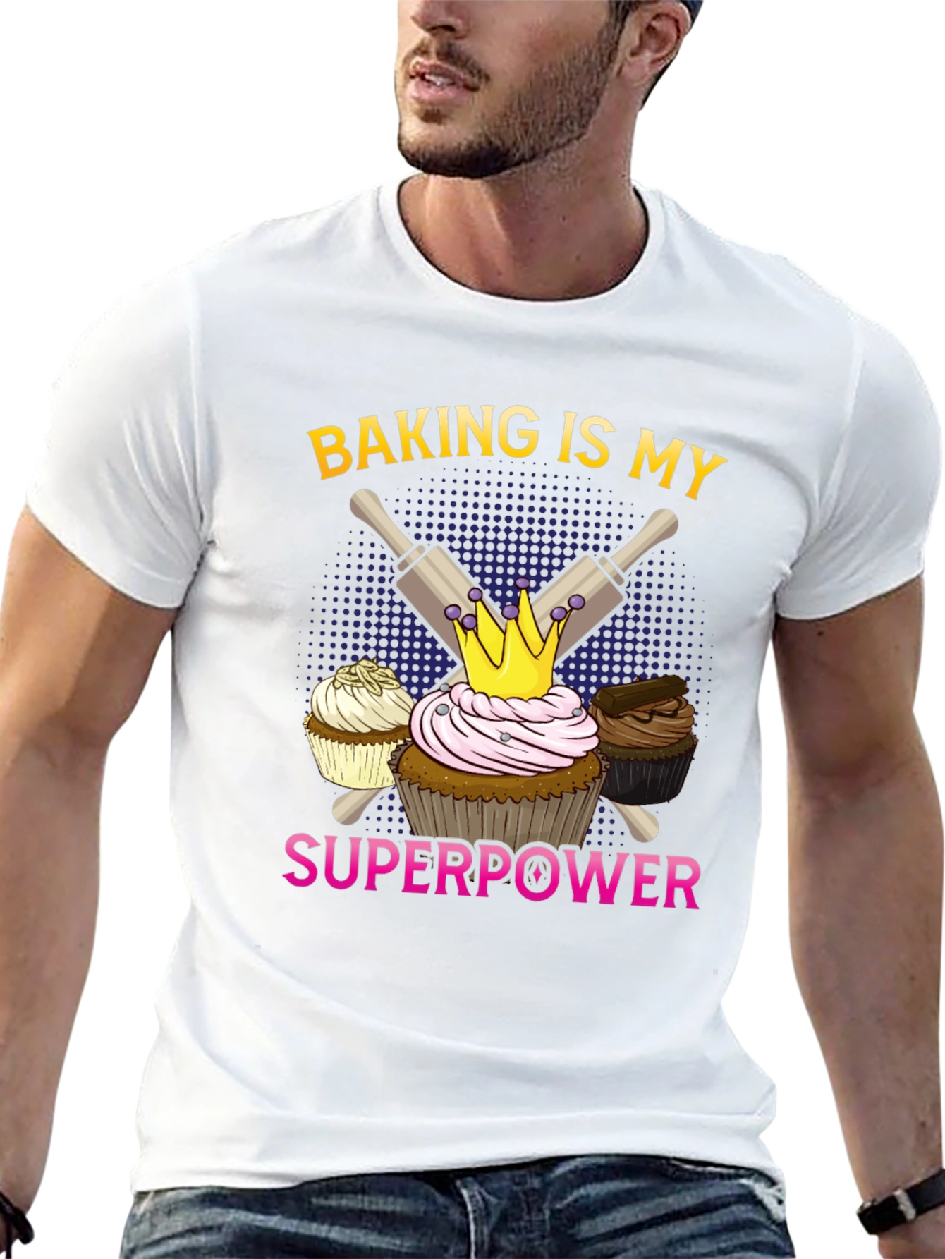 Baking is My Superpower T-Shirt Cupcake Design