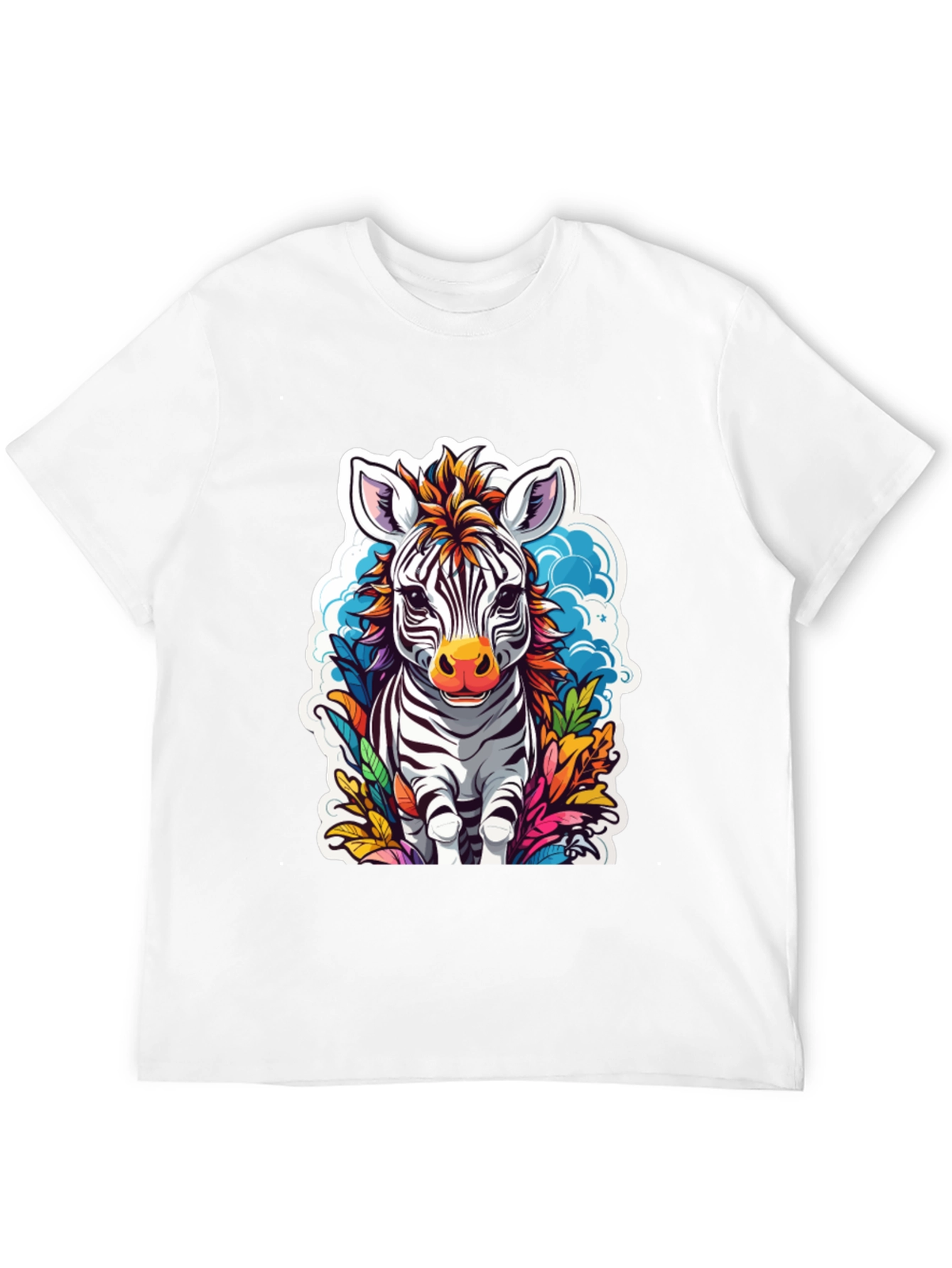 Zebra Cartoon Graphic Print Black T-Shirt
