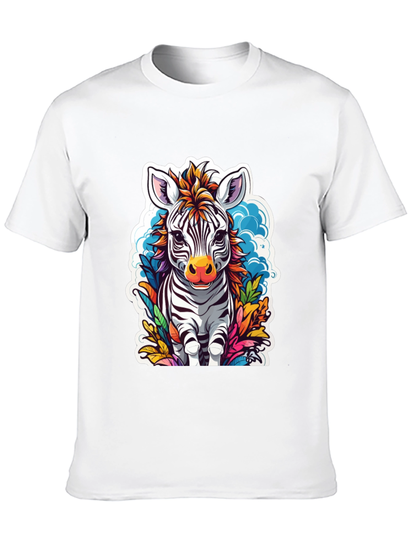 Zebra Cartoon Graphic Print Black T-Shirt