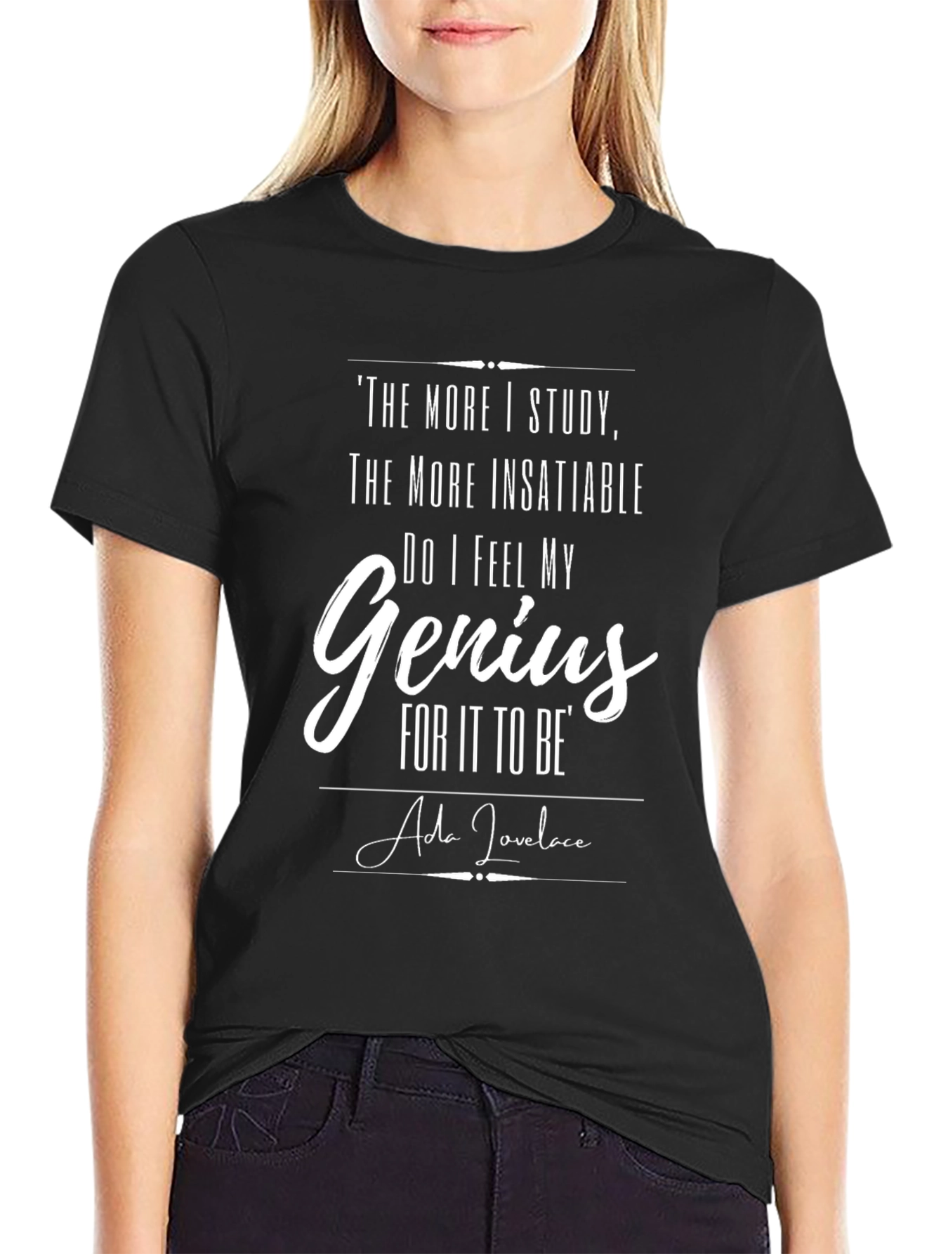 The More I Study Genius Black T-Shirt