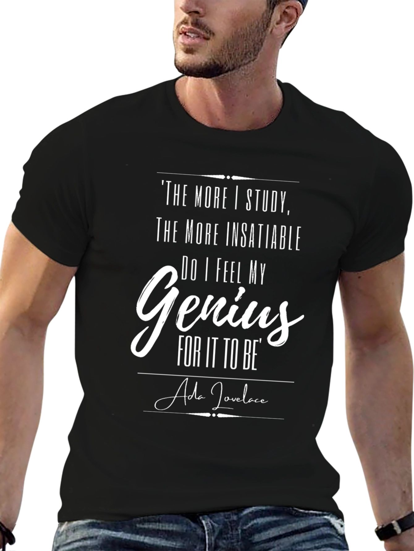 The More I Study Genius Black T-Shirt