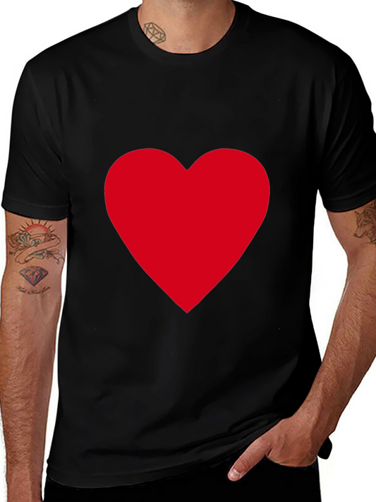 Bold Red Heart on Black T-Shirt