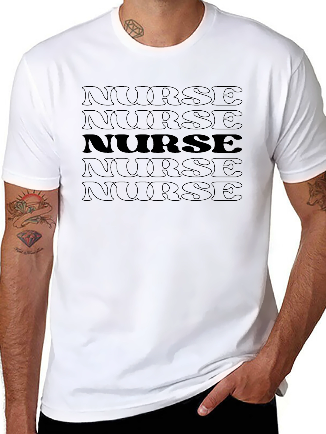 Nurse T-Shirt - Black Text Design Cotton Tee