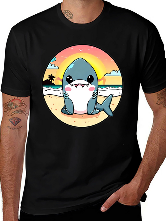 Cute Cartoon Shark on Beach T-Shirt
