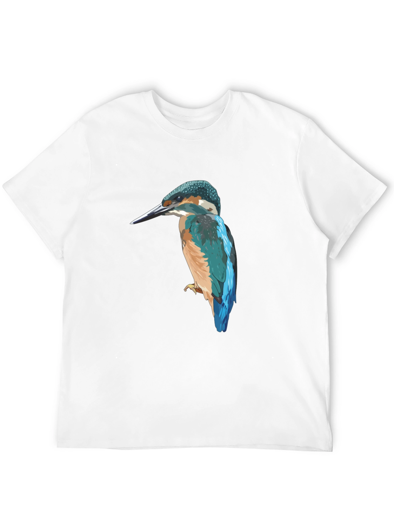 Kingfisher Bird Graphic Tee - Black Cotton T-Shirt