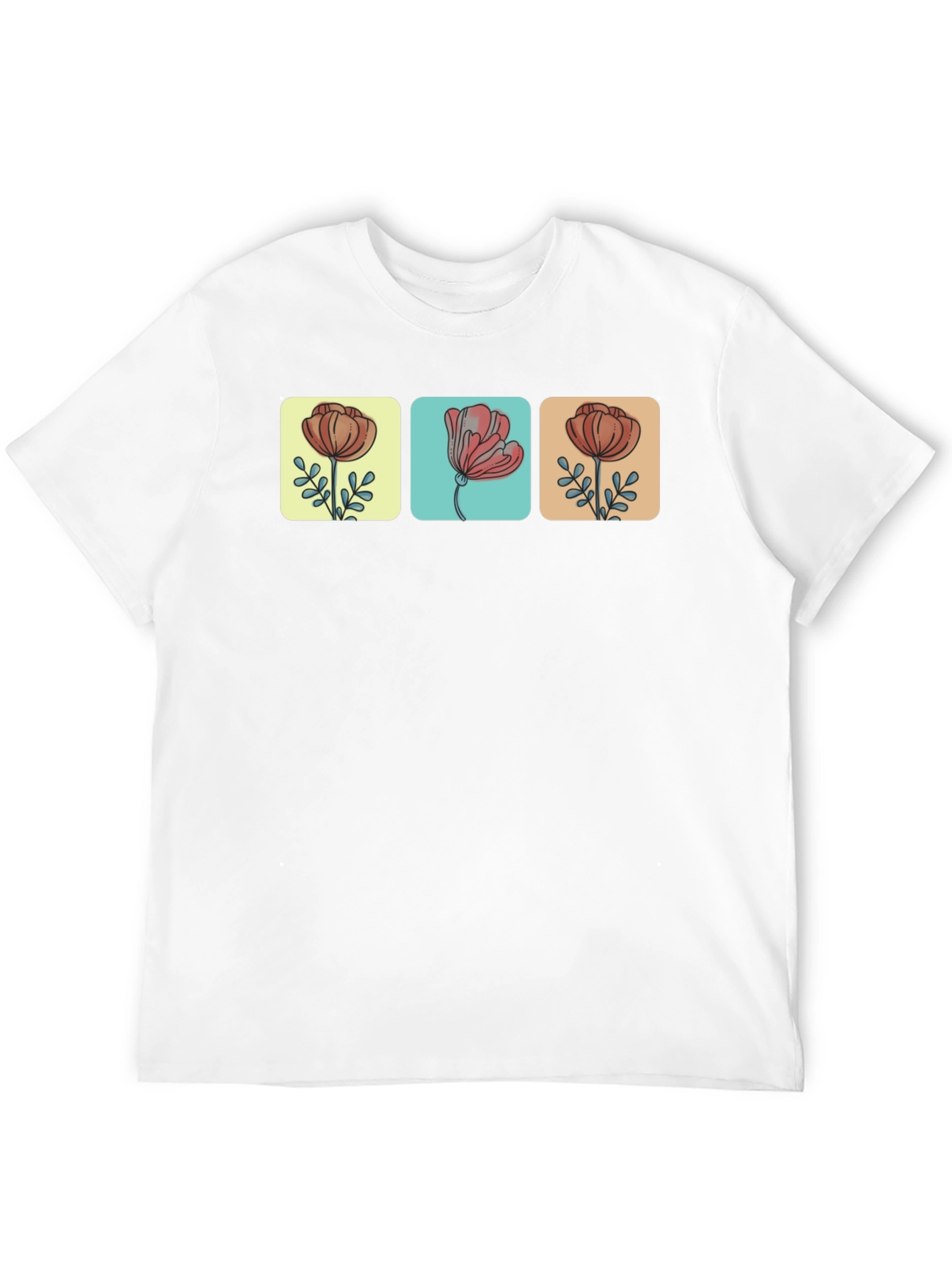 Floral Squares Black T-Shirt