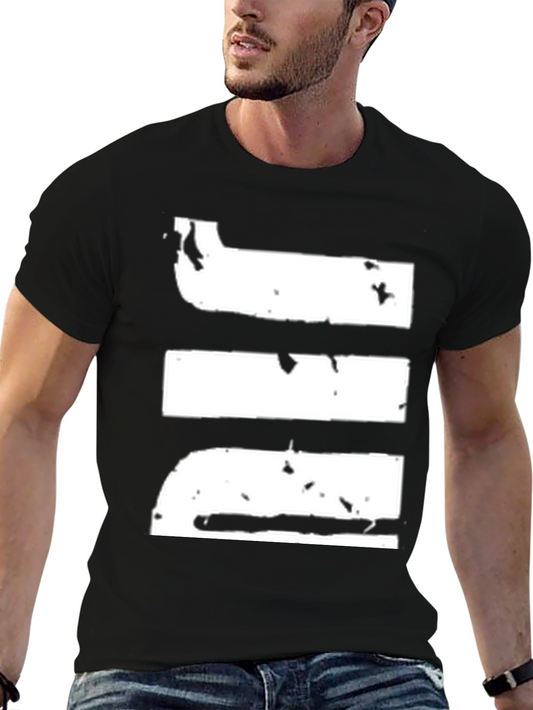 Grunge Stripe Graphic Black T-Shirt