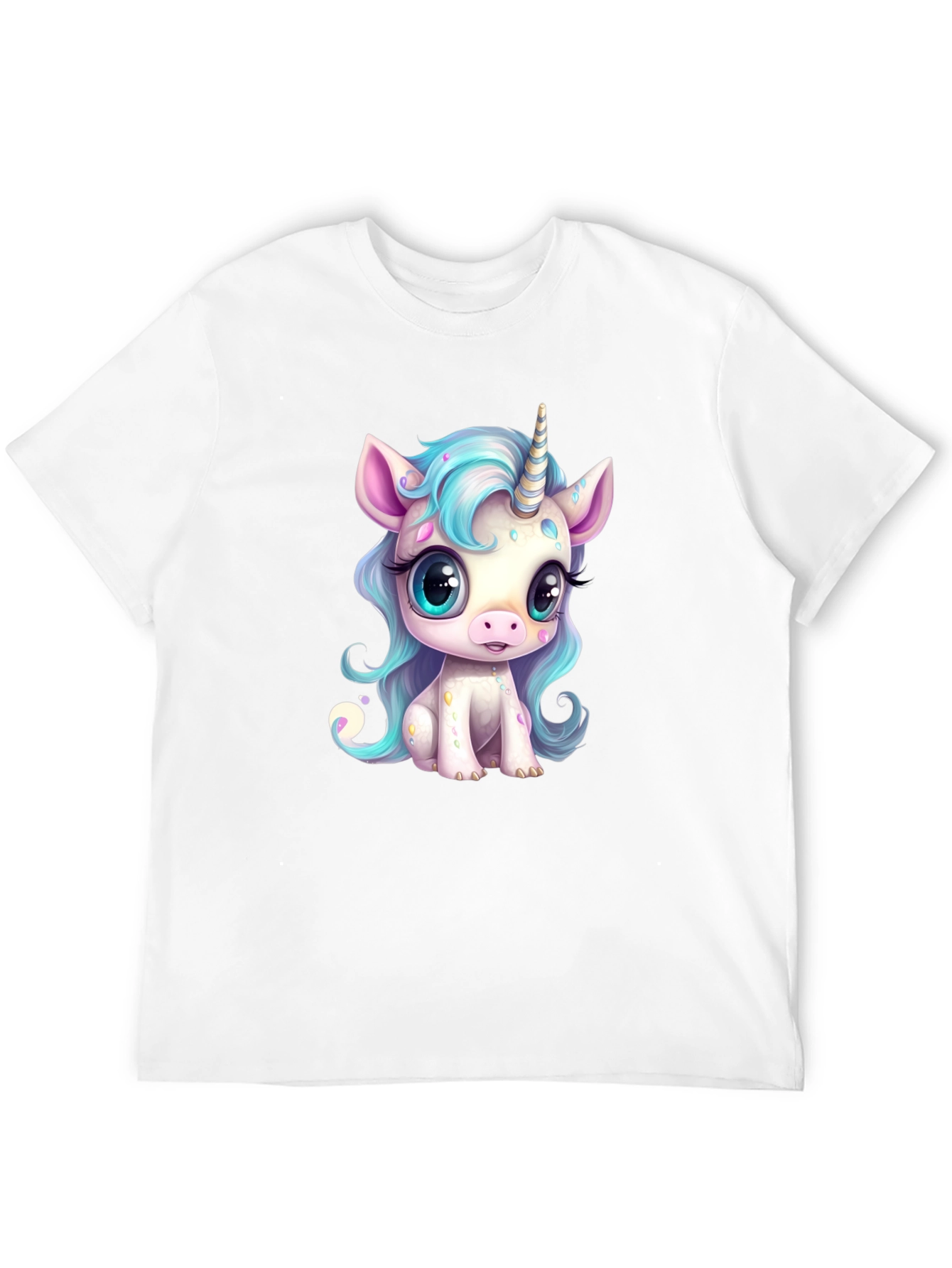 Cute Cartoon Unicorn Graphic Black T-Shirt
