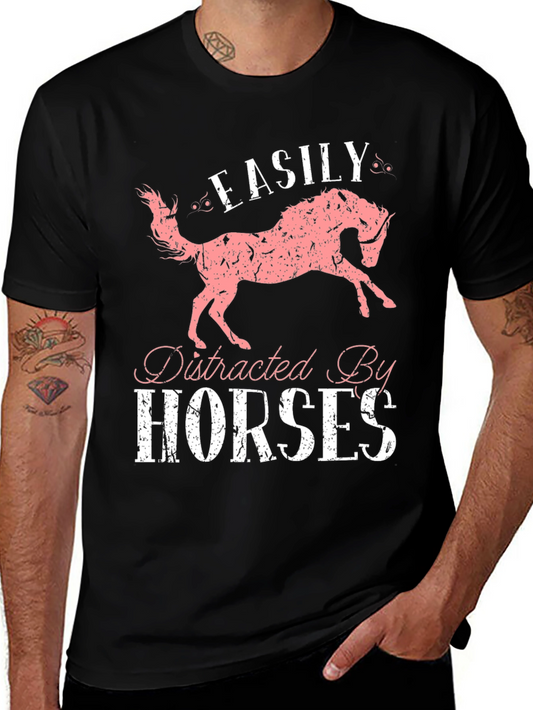 Easily Distracted by Horses Graphic T-Shirt