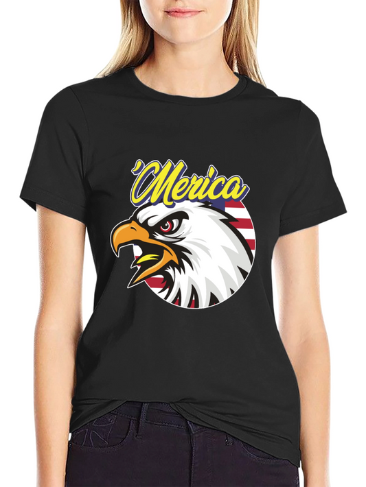 Patriotic Merica Eagle Graphic Tee - Mens Black T-Shirt