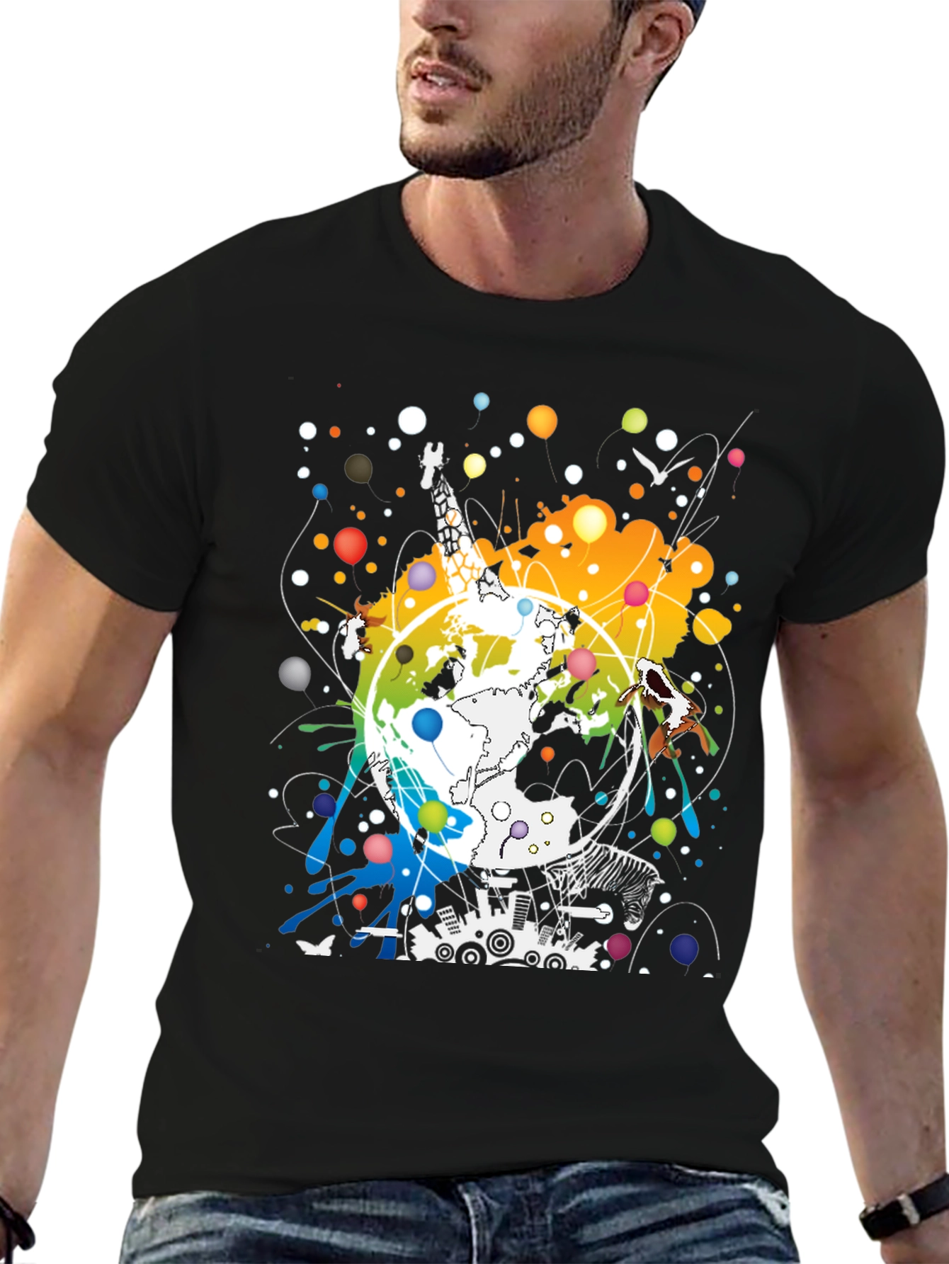 Global Giraffe Art Tee