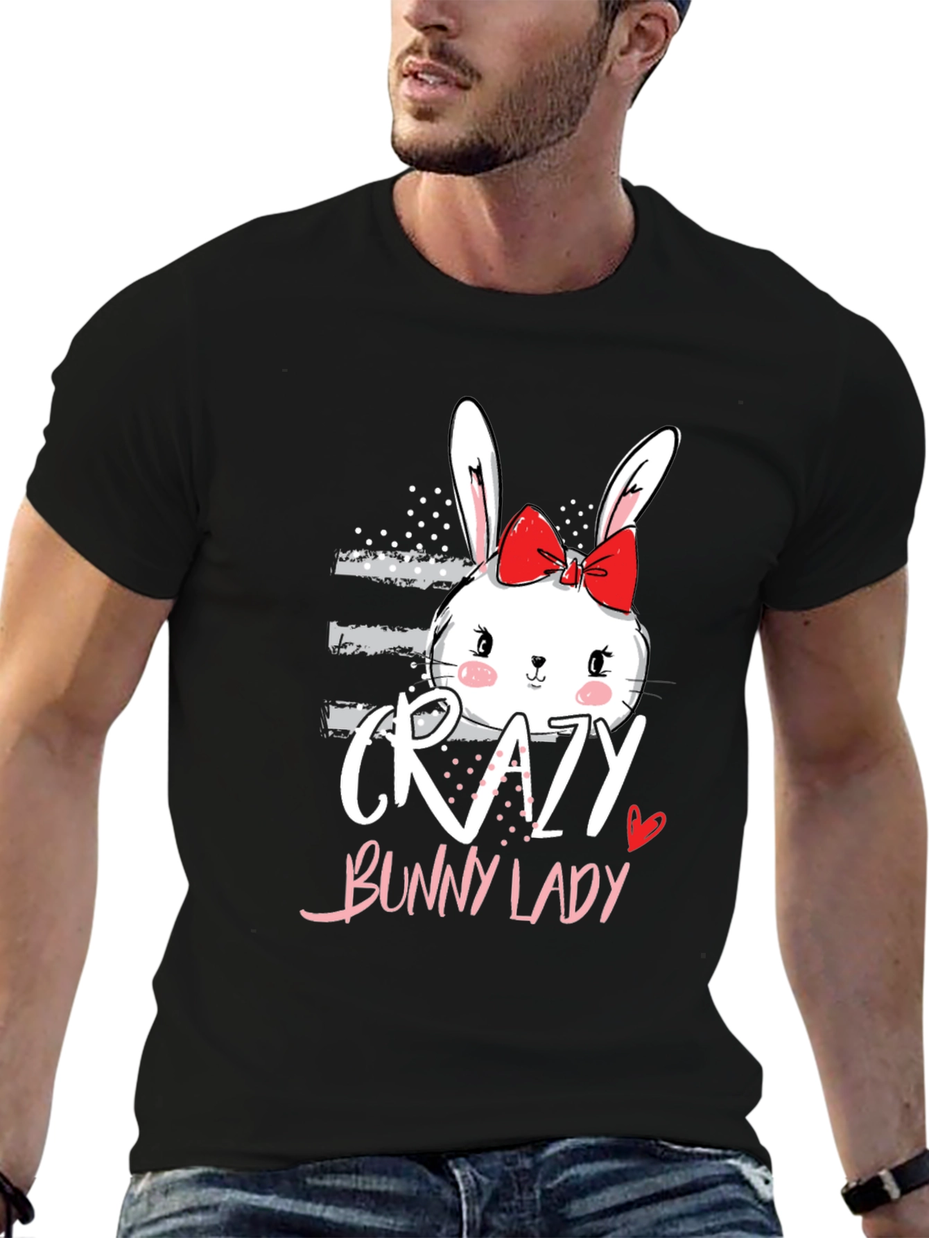 Crazy Bunny Lady Graphic T-Shirt - Cute & Comfy