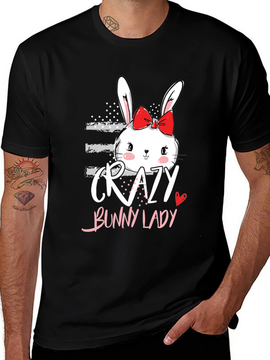 Crazy Bunny Lady Graphic T-Shirt - Cute & Comfy