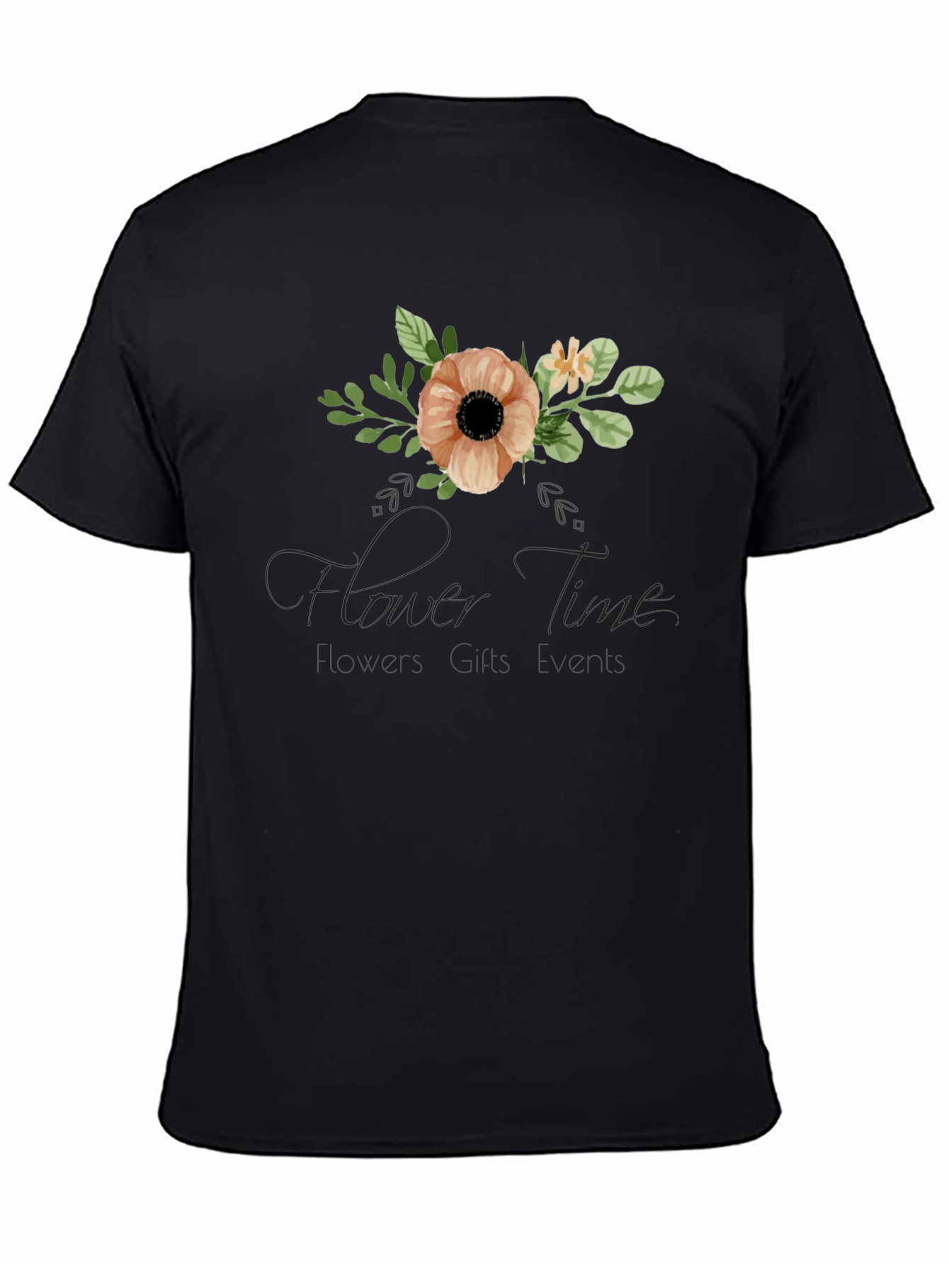Floral Time Black Graphic T-Shirt
