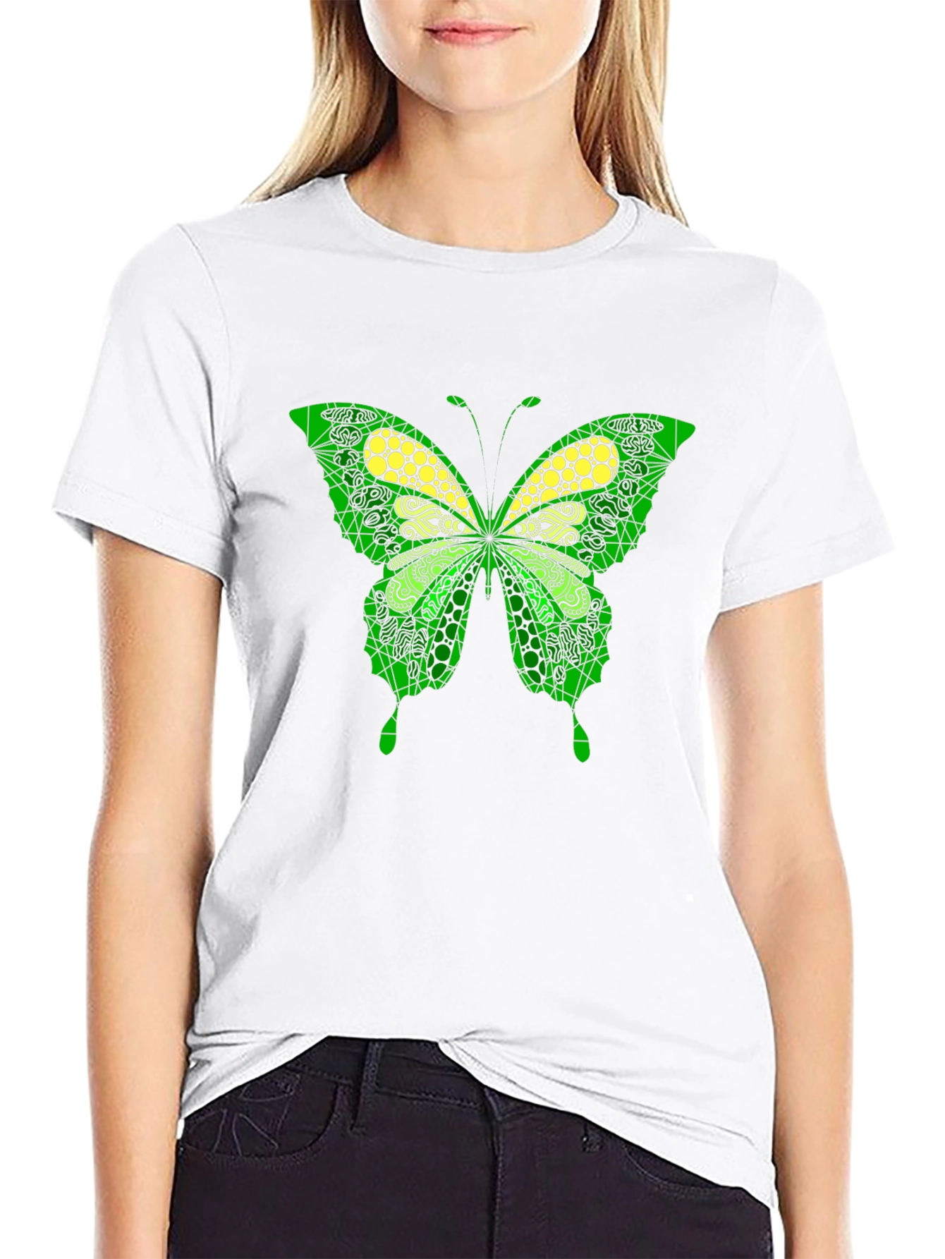 Butterfly Graphic Print Mens Black T-Shirt