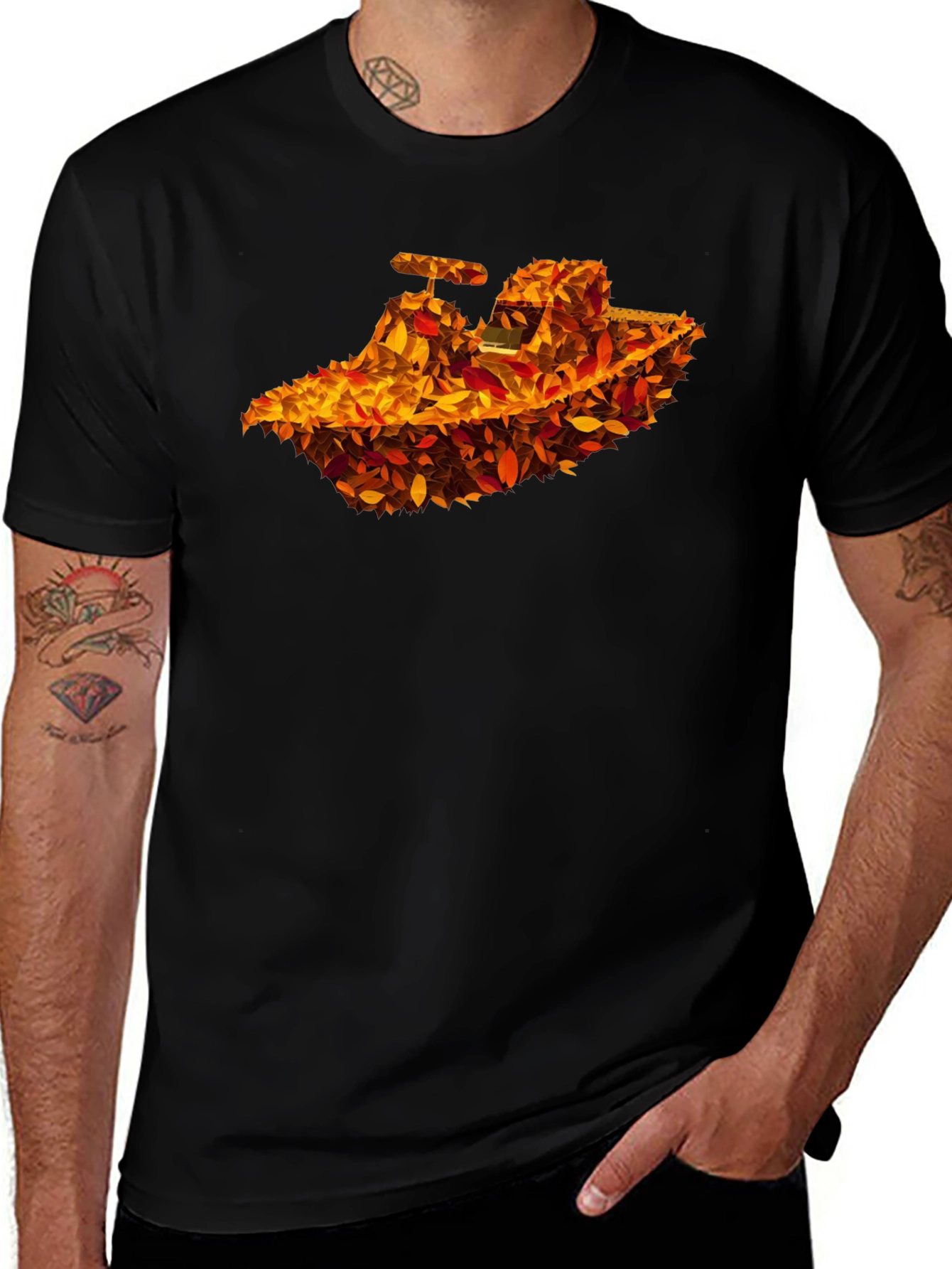 Autumn Leaves Tractor Graphic T-Shirt