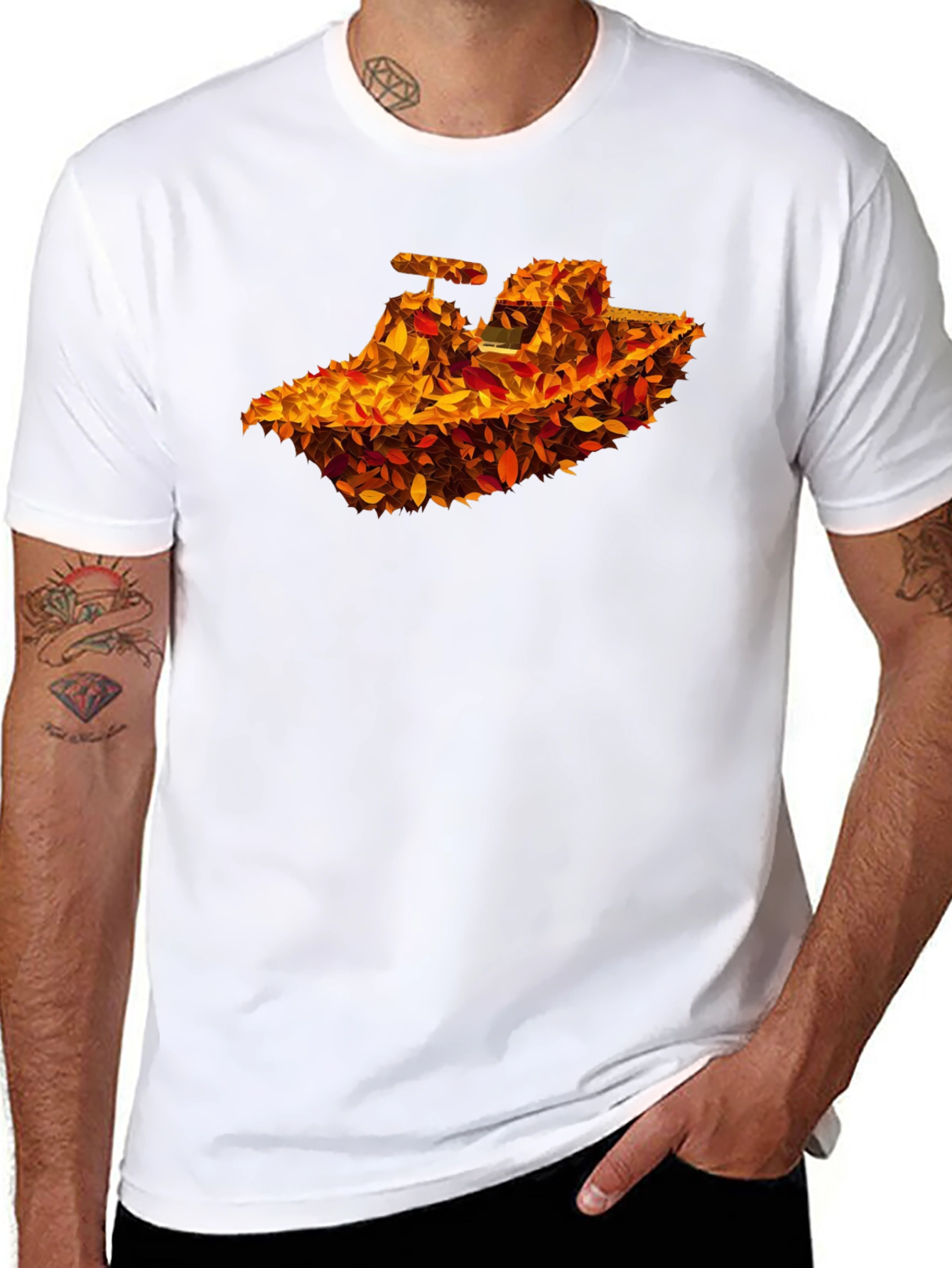 Autumn Leaves Tractor Graphic T-Shirt