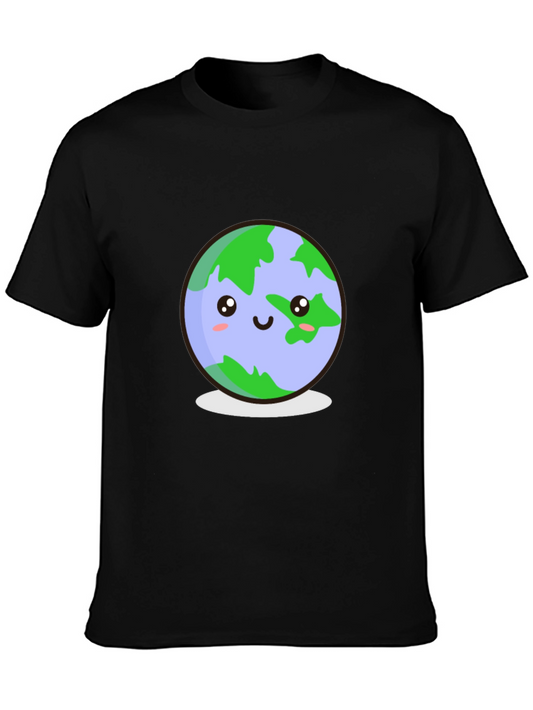 Kawaii Earth Graphic Tee - Black T-Shirt