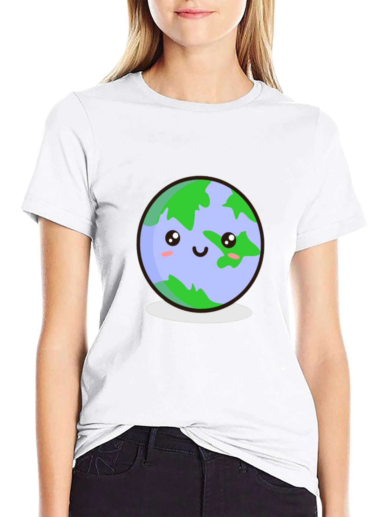 Kawaii Earth Graphic Tee - Black T-Shirt