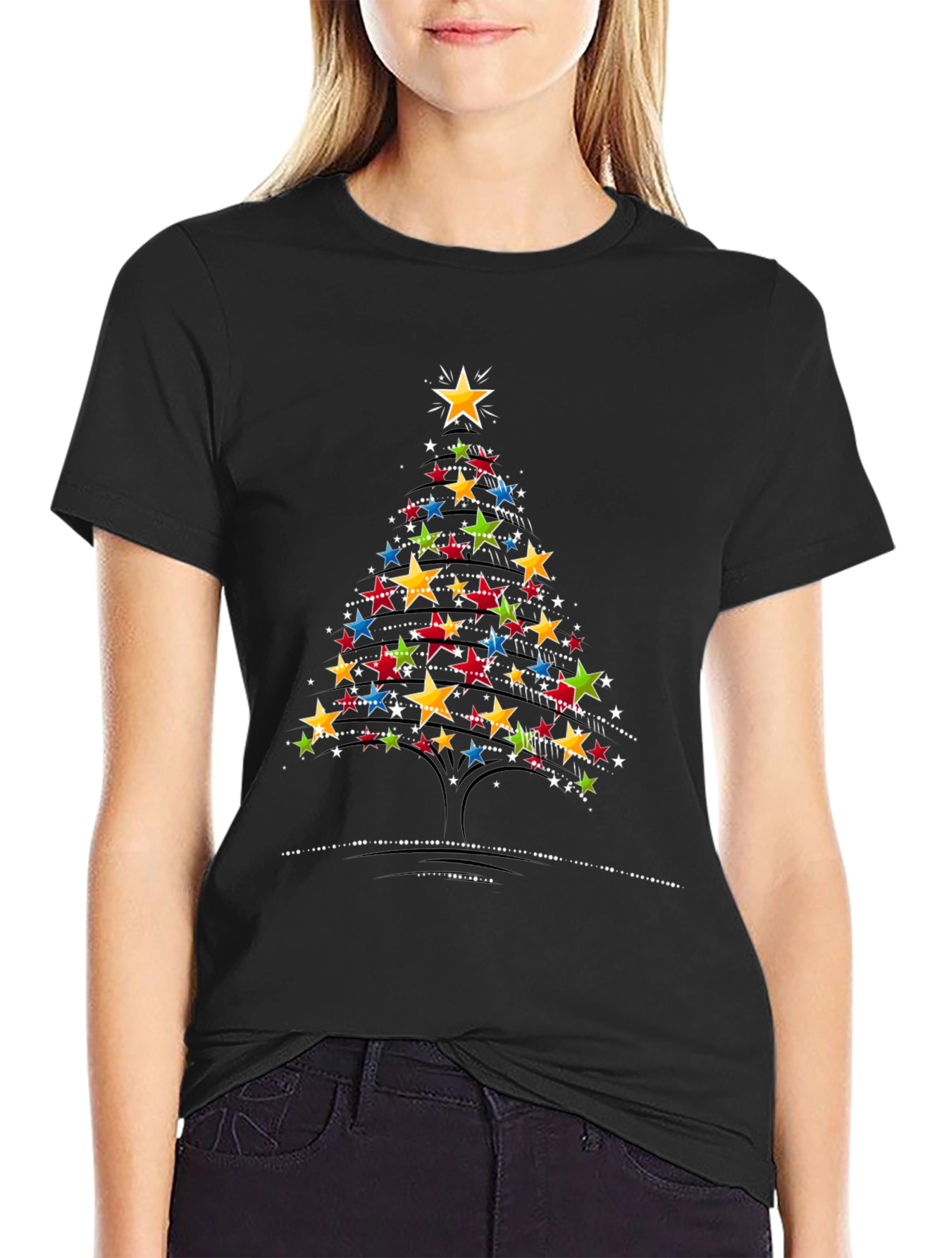 Starry Christmas Tree Graphic T-Shirt