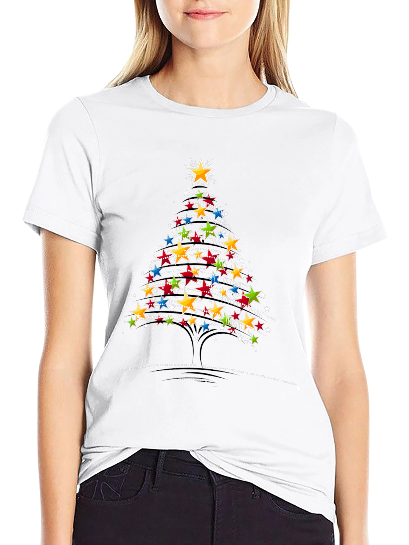 Starry Christmas Tree Graphic T-Shirt
