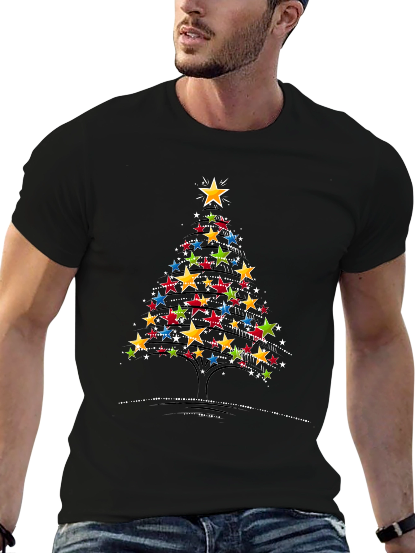 Starry Christmas Tree Graphic T-Shirt