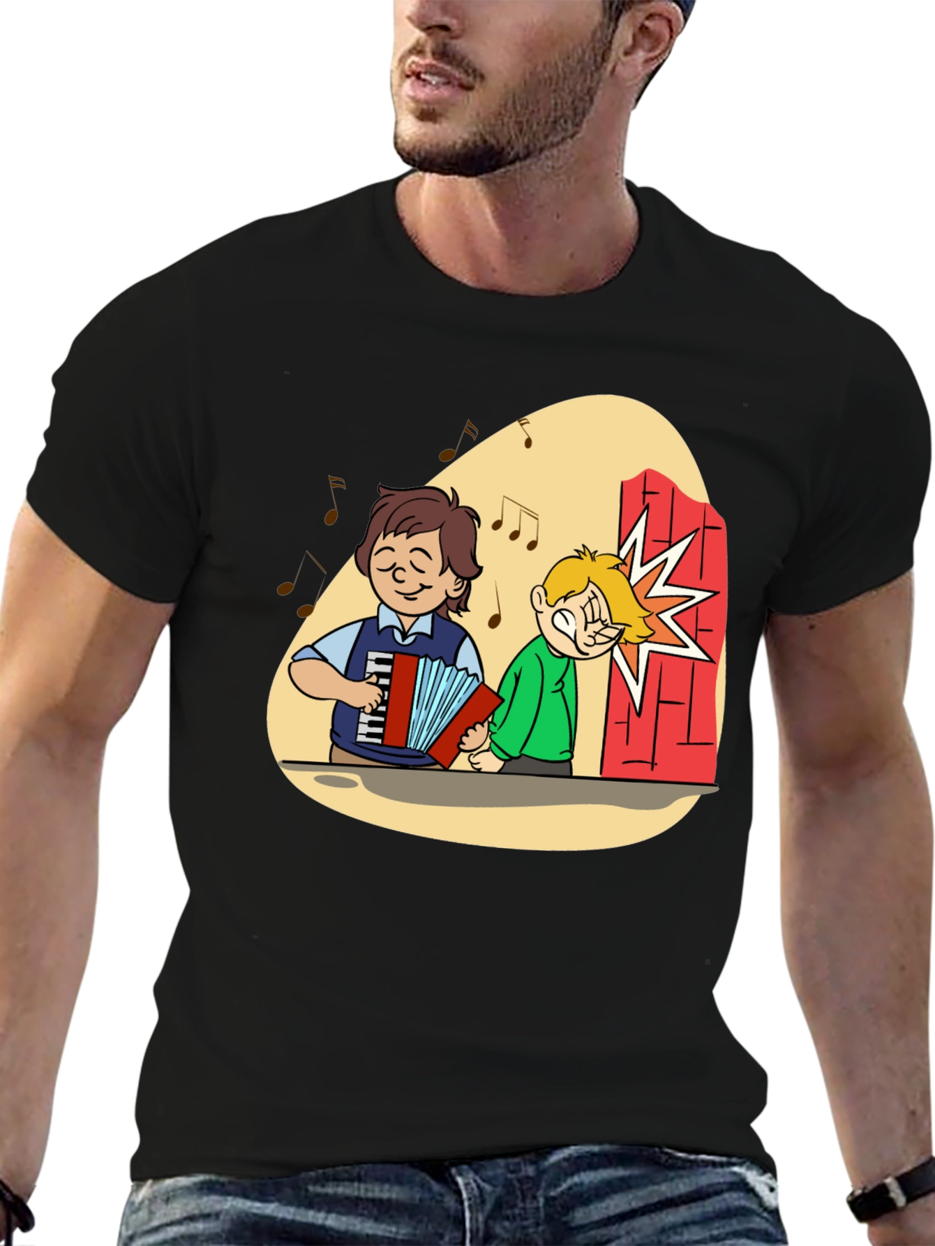 Cartoon Music Humor Graphic Tee