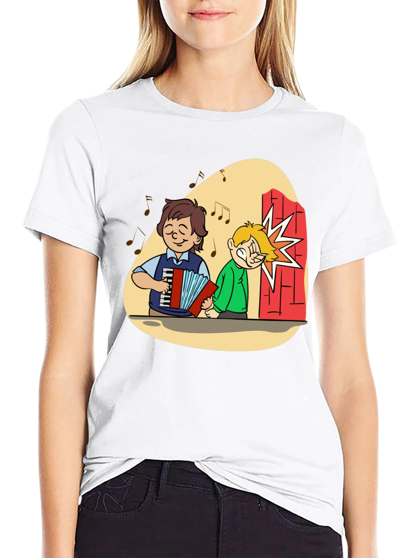 Cartoon Music Humor Graphic Tee