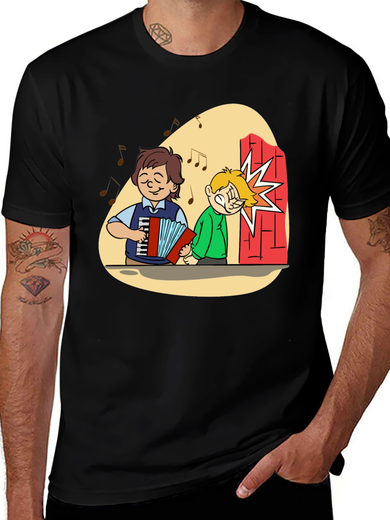 Cartoon Music Humor Graphic Tee