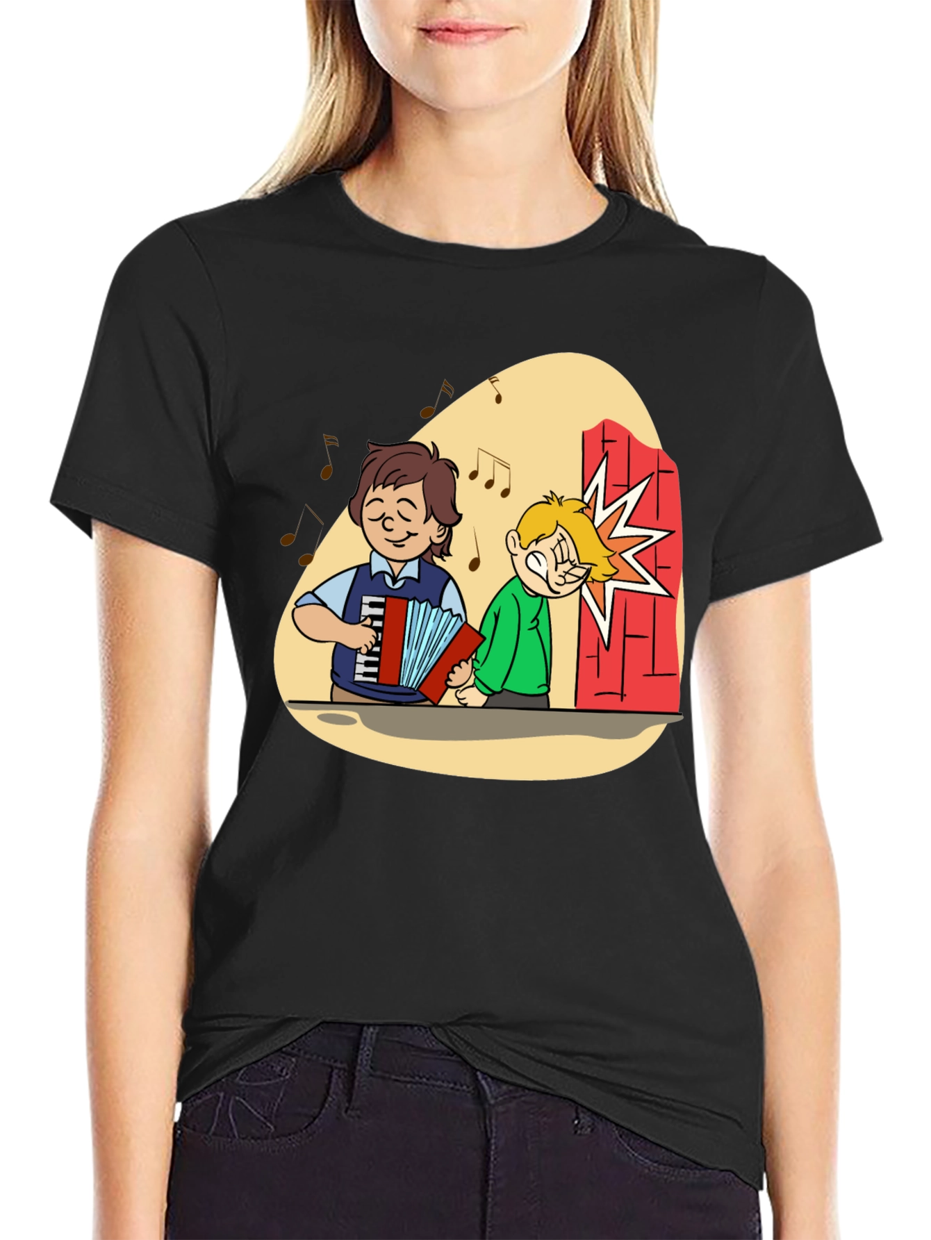 Cartoon Music Humor Graphic Tee