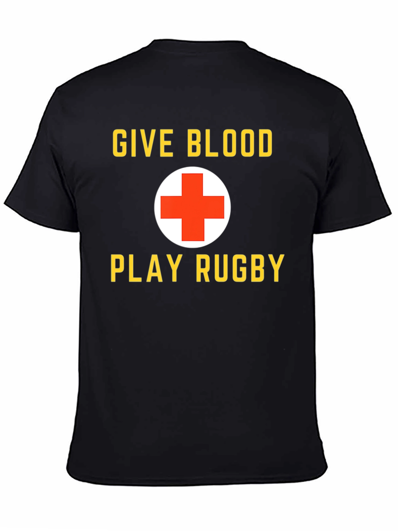 Give Blood Play Rugby Black Graphic T-Shirt